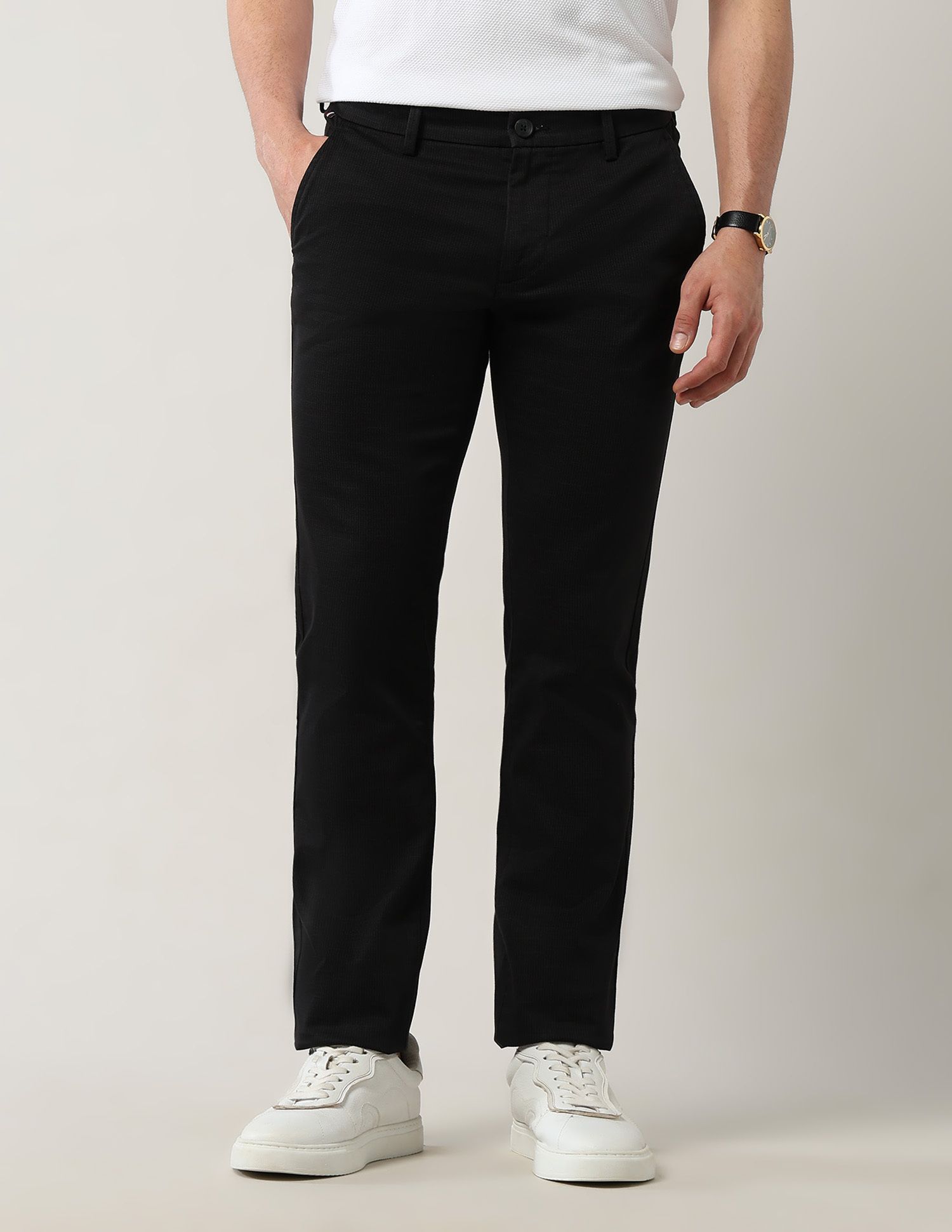 arrow sport Men Slim Fit Black Polyester Trousers-picture-15