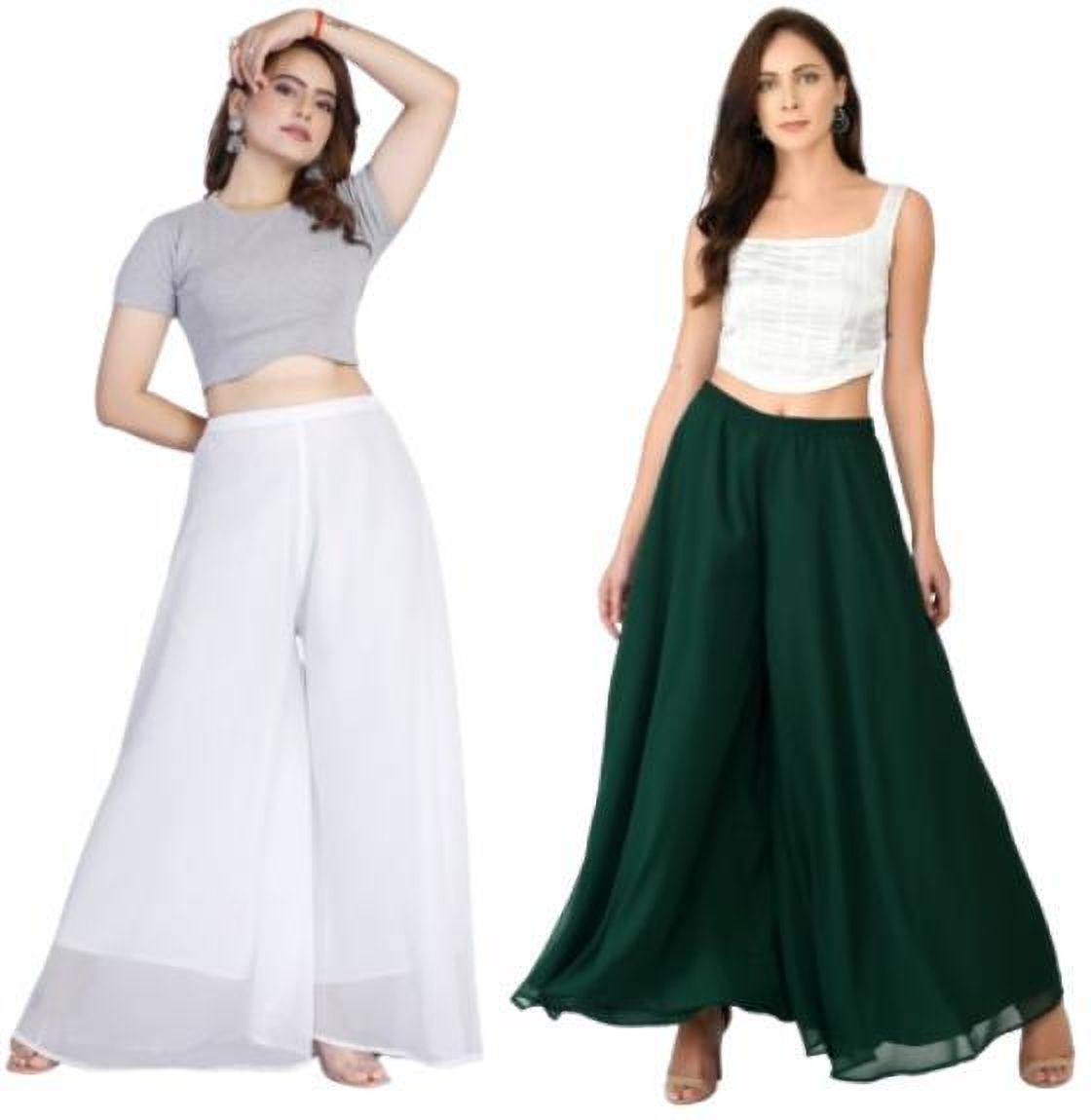 bhagyashray Pack of 2 Women Regular Fit Multicolor Georgette Trousers-picture-19