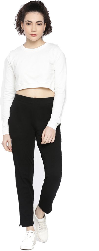 Dollar Missy Women's Cotton Four-Way Stretchable Kurti Pant Women Slim Fit Black Cotton Blend Trousers-picture-11