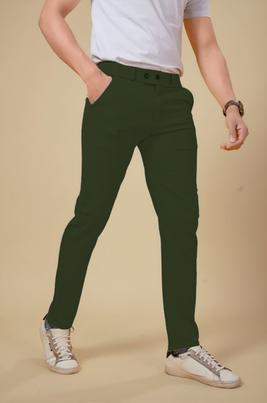metronaut Regular Fit Men Green Lycra Blend Trousers-picture-27