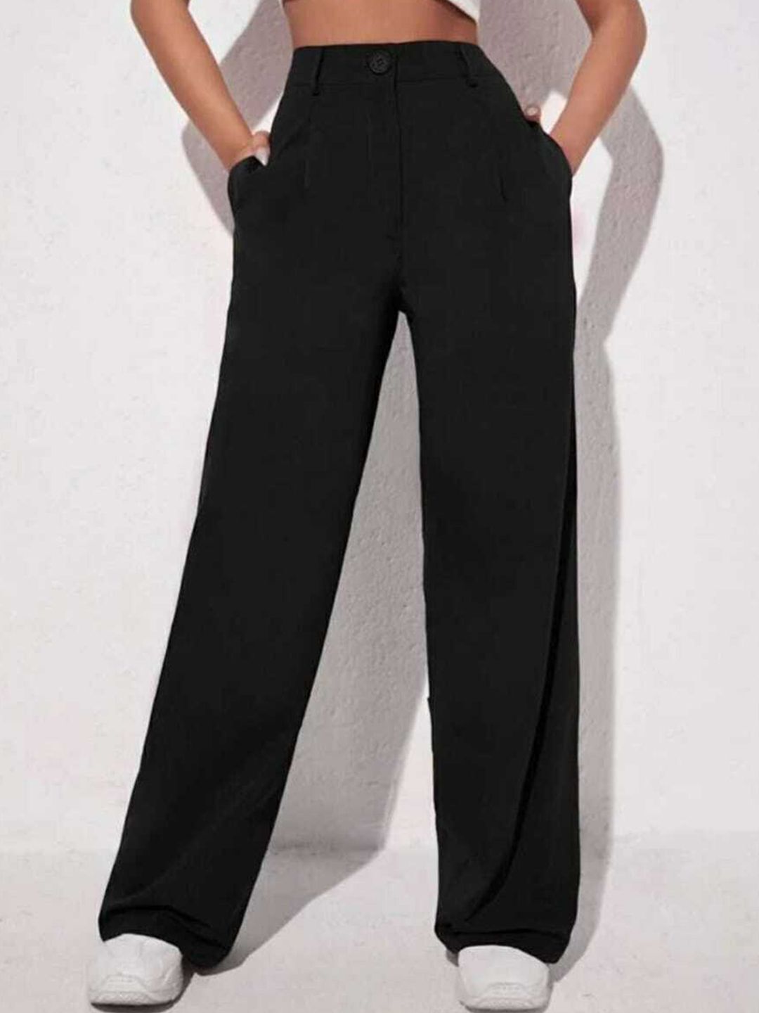 broadstar Women Loose Fit Black Lycra Blend Trousers-picture-33