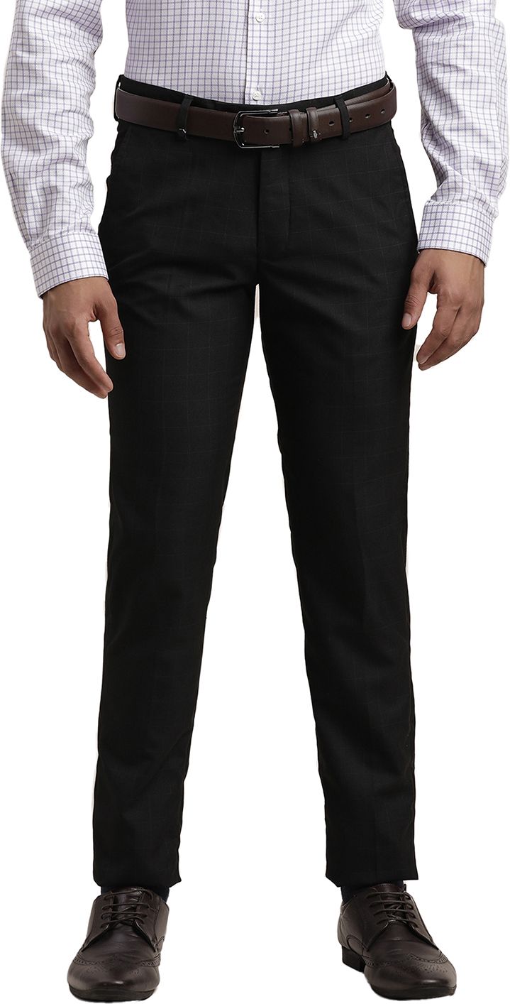 Men Skinny Fit Black Polyester Trousers-image-15