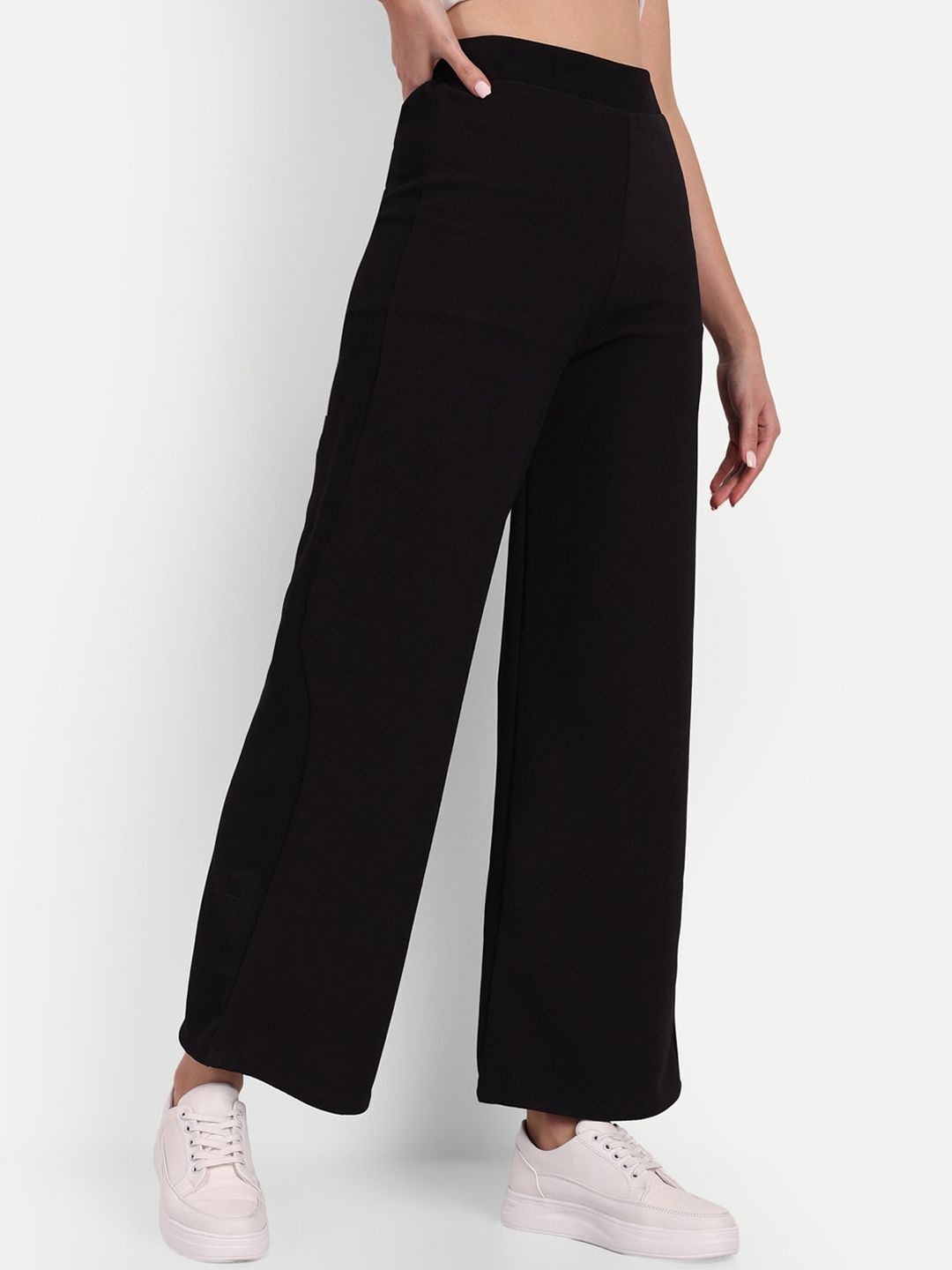 broadstar Women Loose Fit Black Lycra Blend Trousers-picture-38