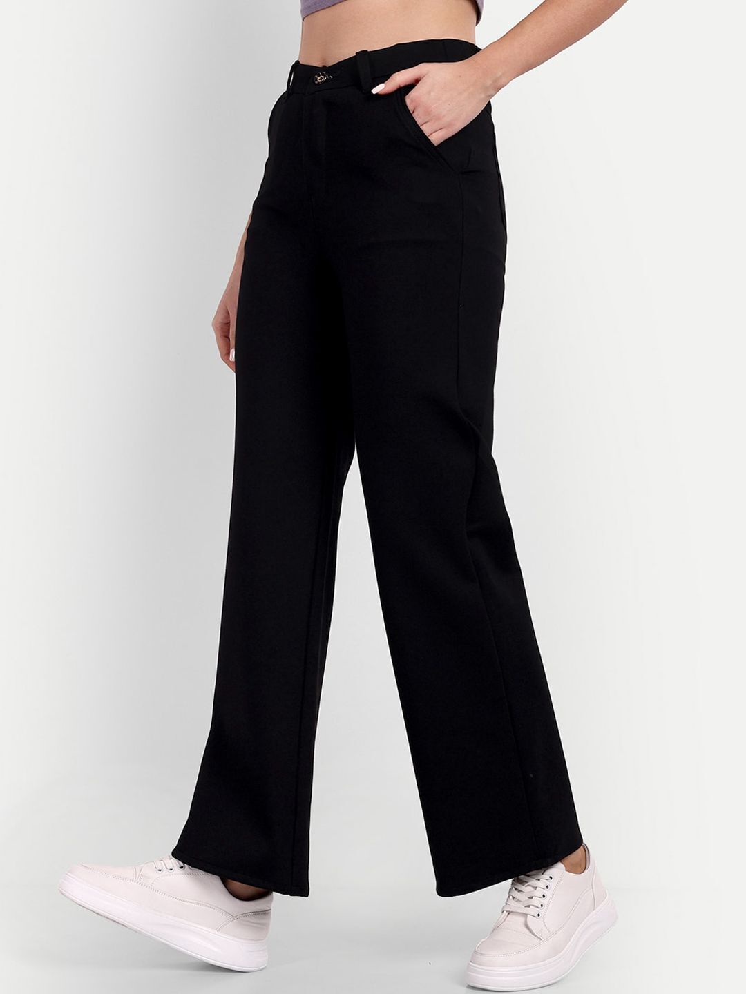 broadstar Women Loose Fit Black Lycra Blend Trousers-picture-21