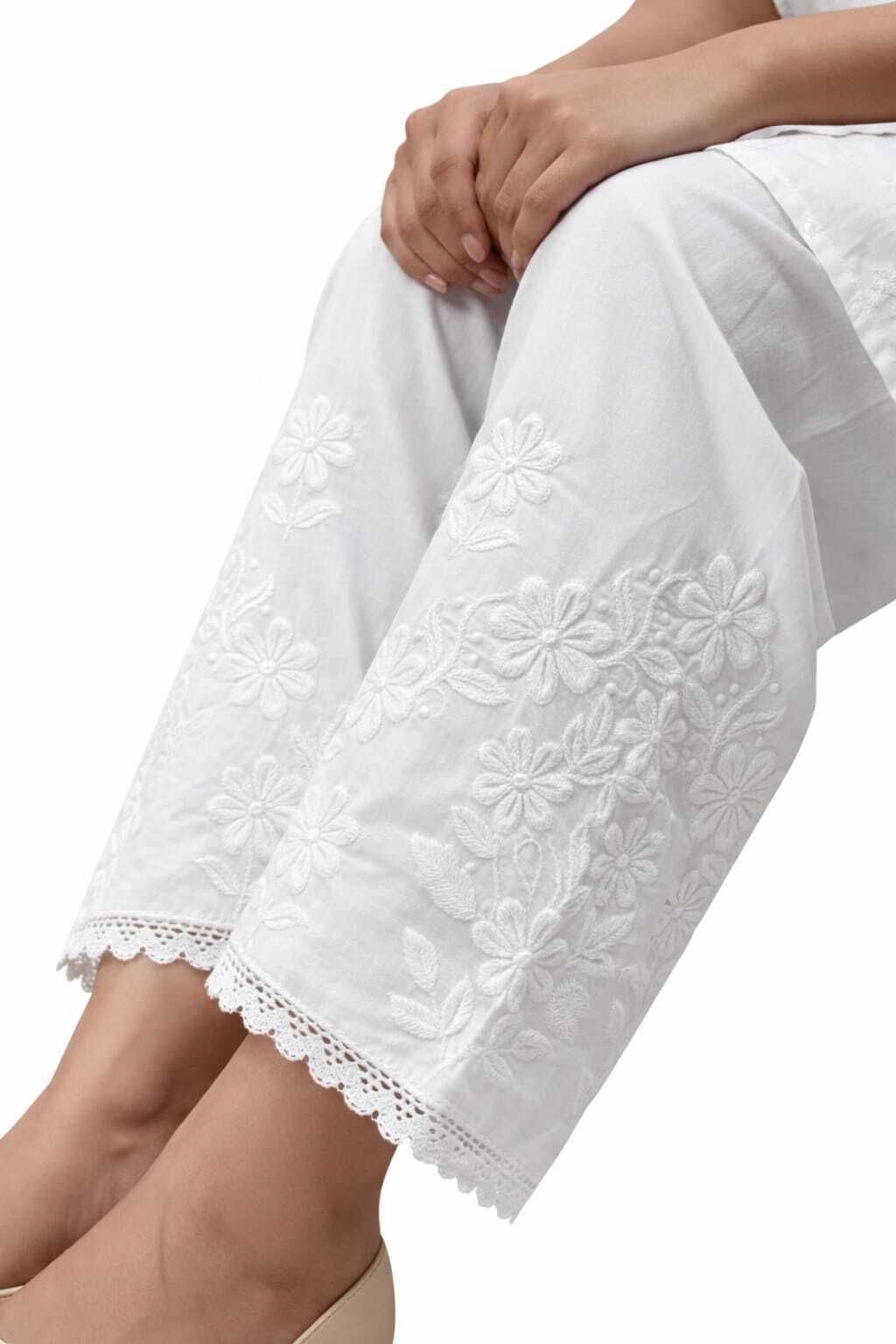 Women Regular Fit White Pure Cotton Trousers-image-33