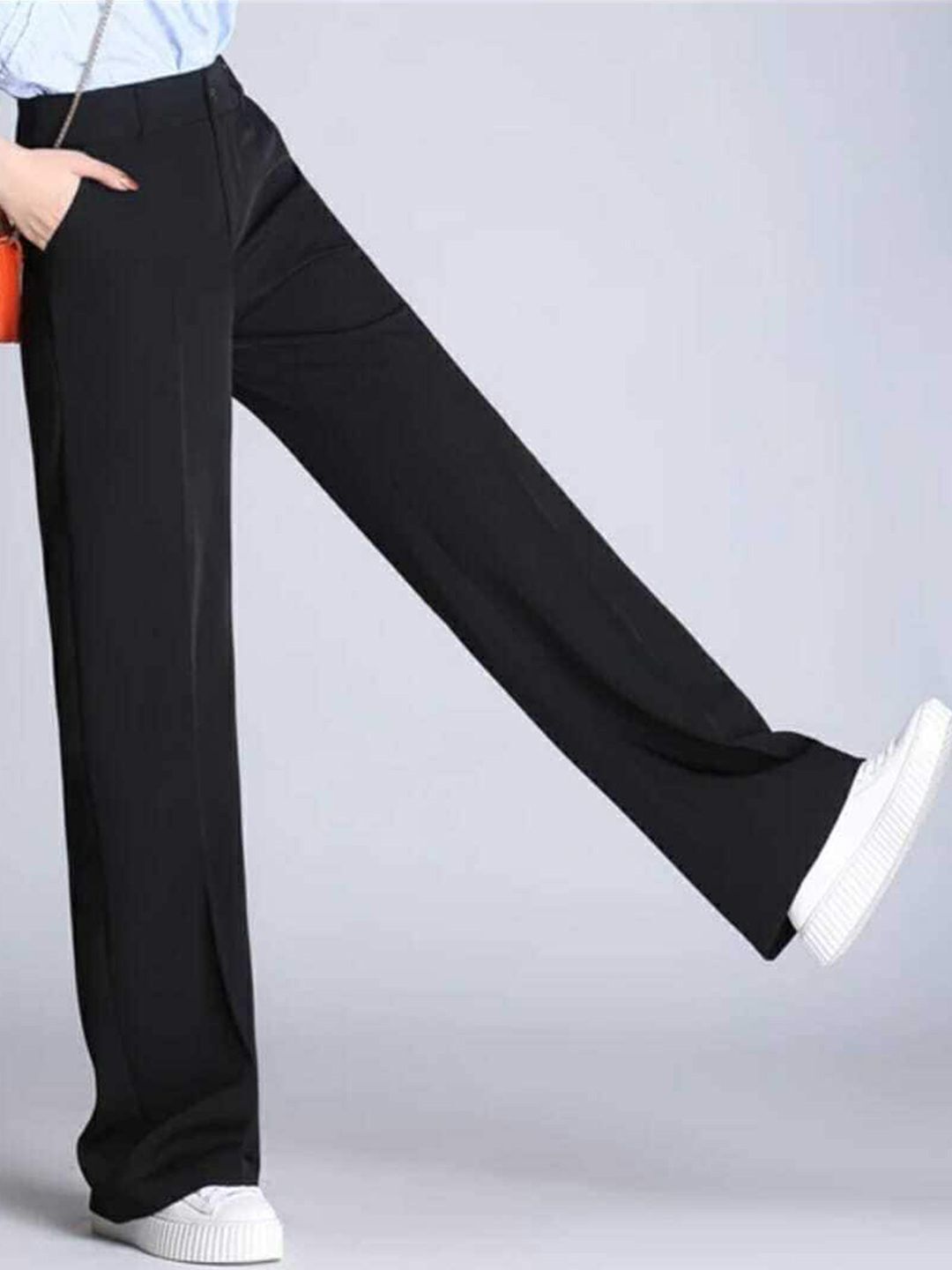 broadstar Women Loose Fit Black Lycra Blend Trousers-picture-29