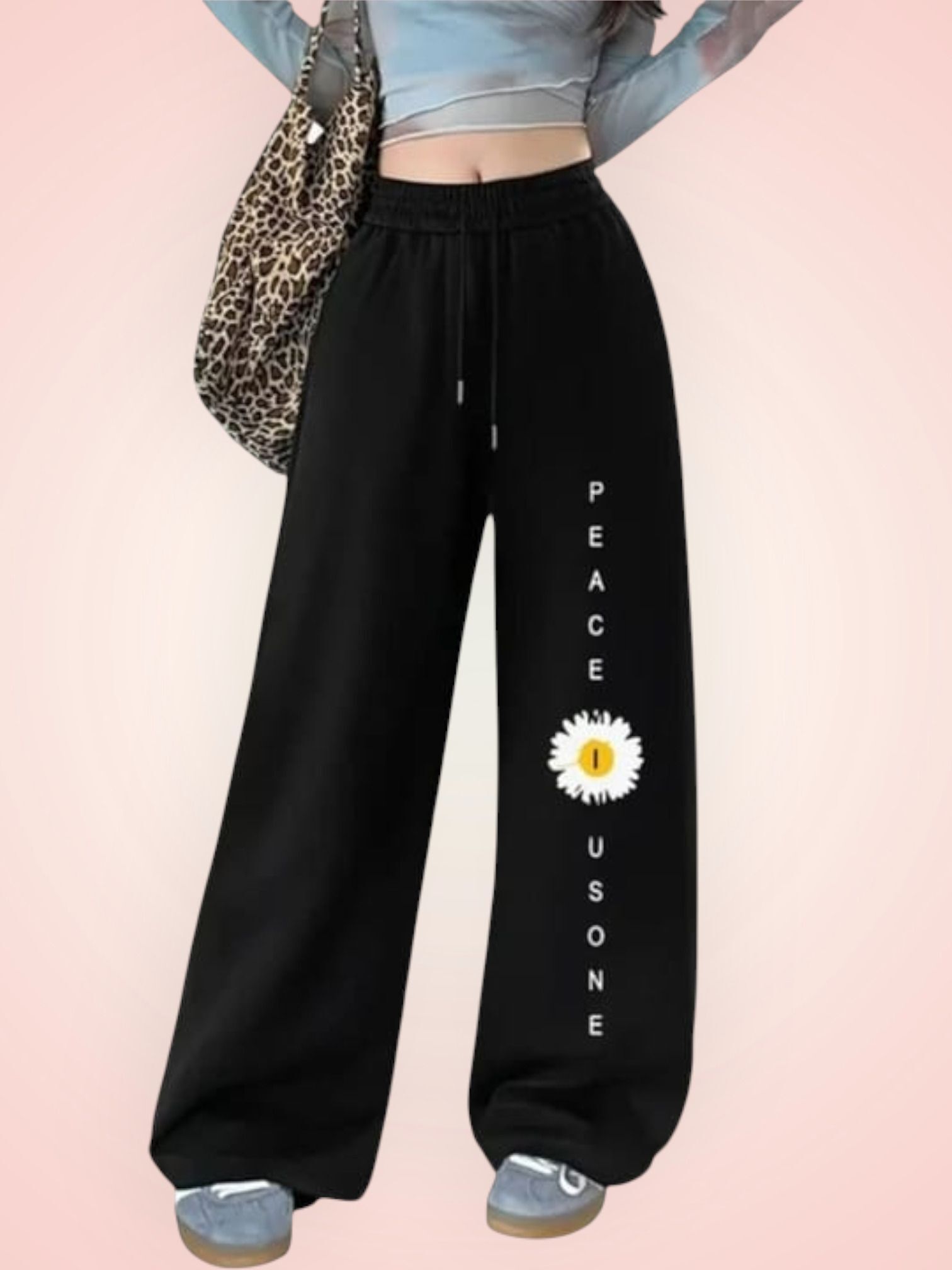 Women Printed Black Track Pants-image-45
