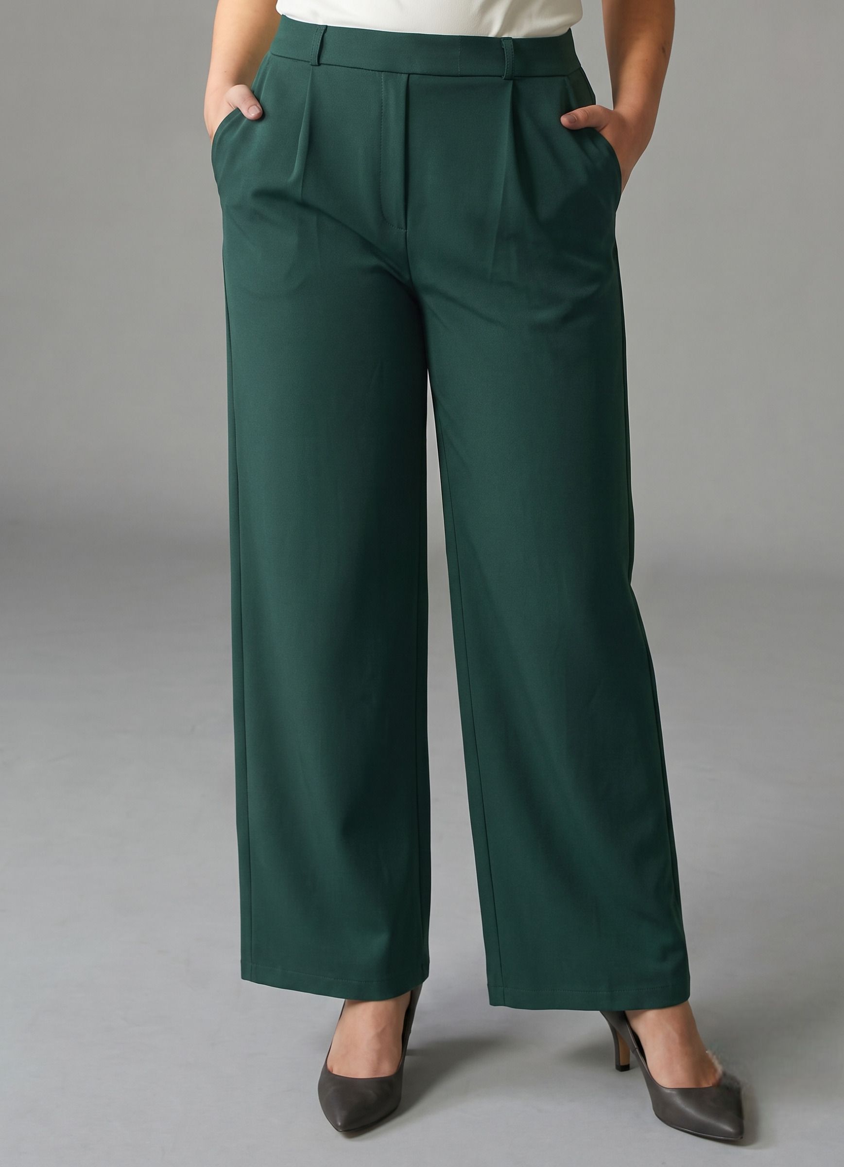 sqew Women Loose Fit Dark Green Lycra Blend Trousers-picture-26