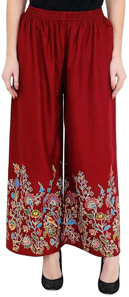 Women Comfort Fit Maroon Cotton Blend Trousers-image-21