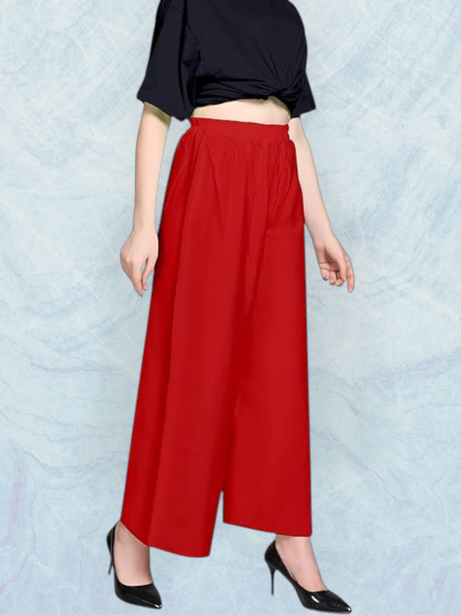 acd Women Comfort Fit Red Viscose Rayon Trousers-picture-44