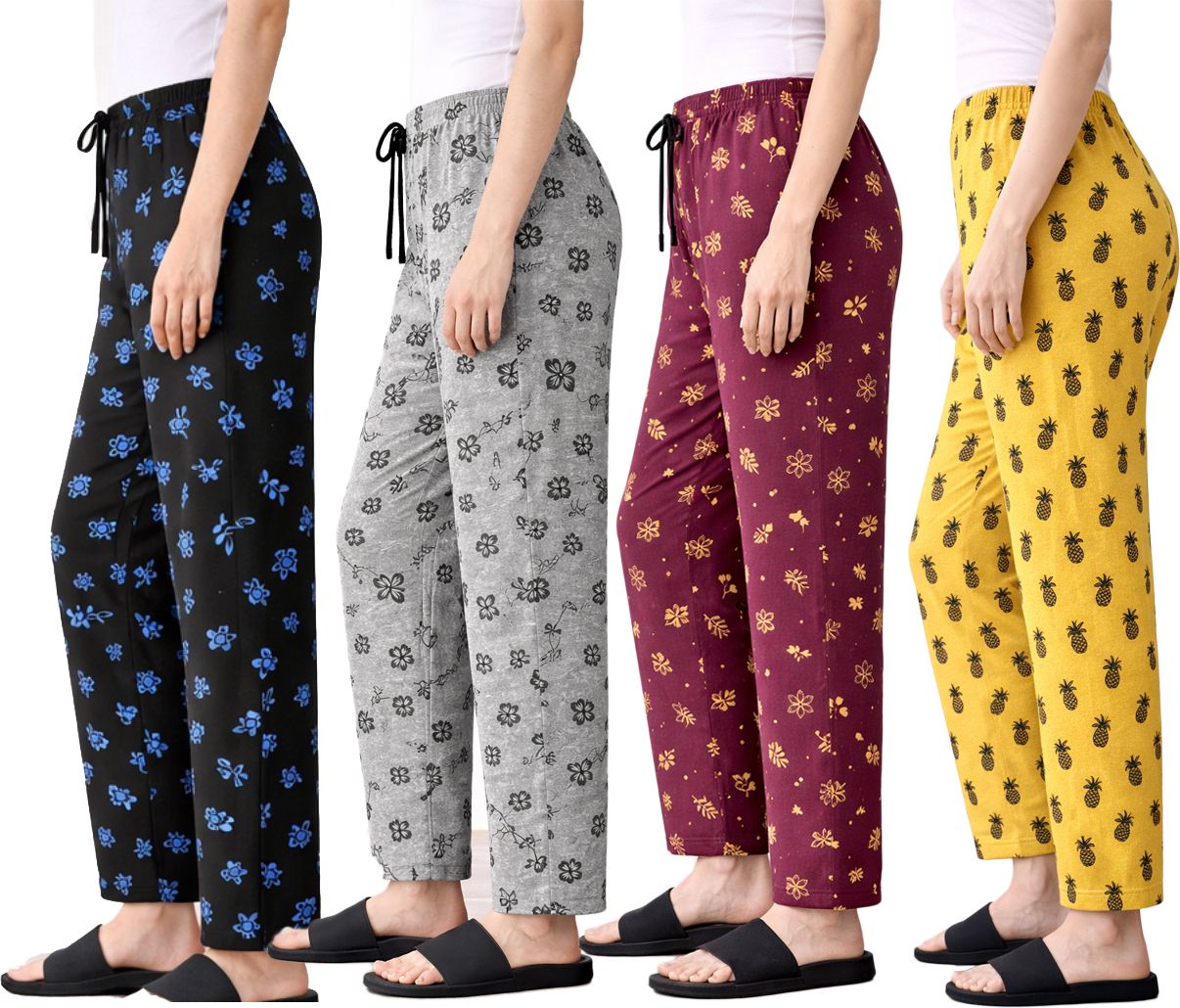 marfiya Pack of 4 Women Regular Fit Multicolor Cotton Blend Trousers-picture-24