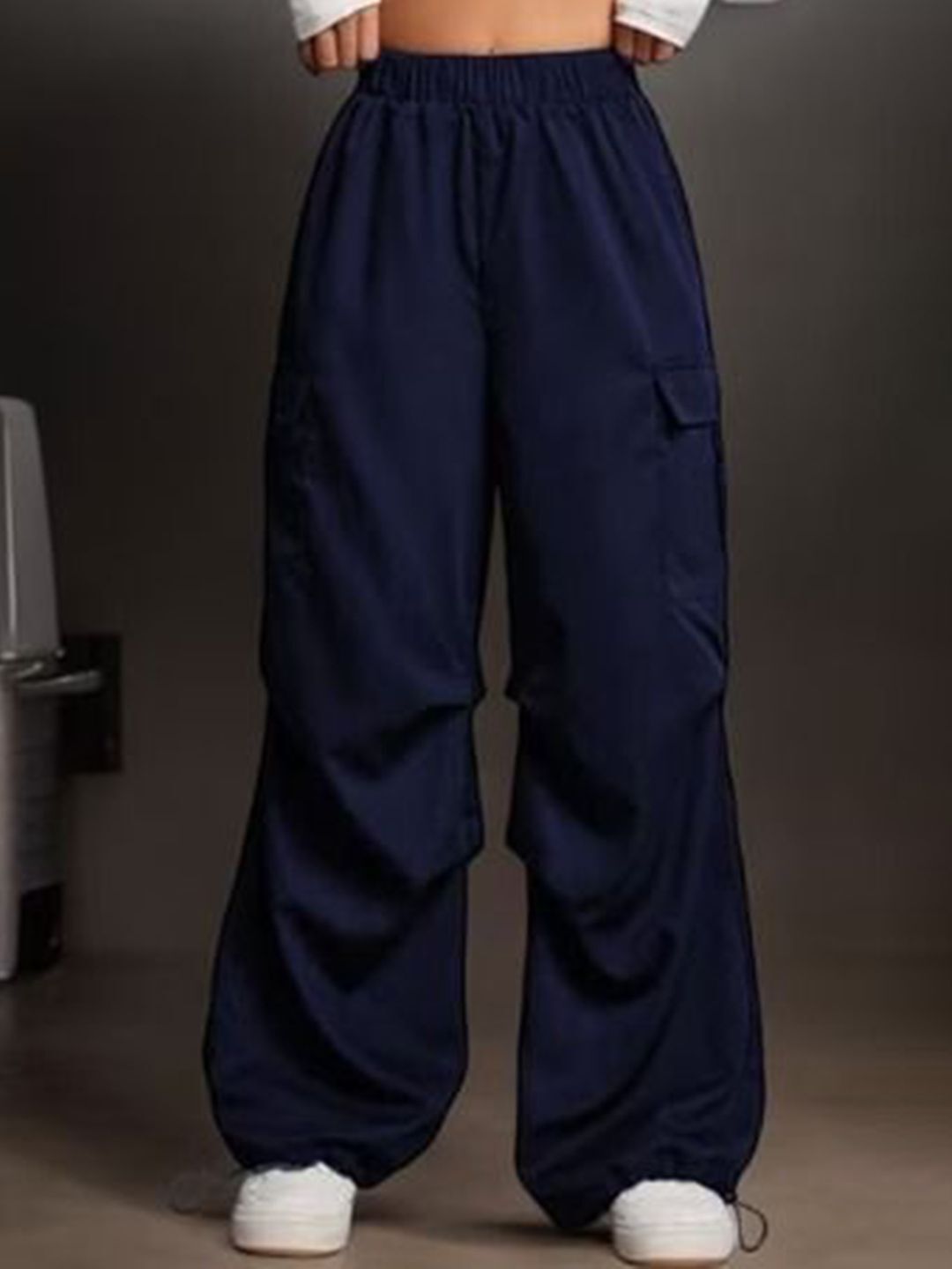 broadstar Women Loose Fit Blue Lycra Blend Trousers-picture-24