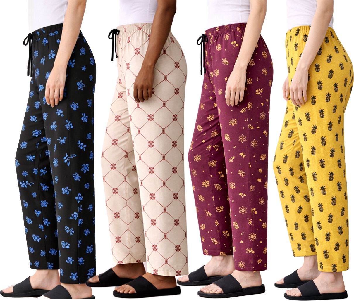 alsiya Pack of 4 Women Regular Fit Multicolor Cotton Blend Trousers-picture-10