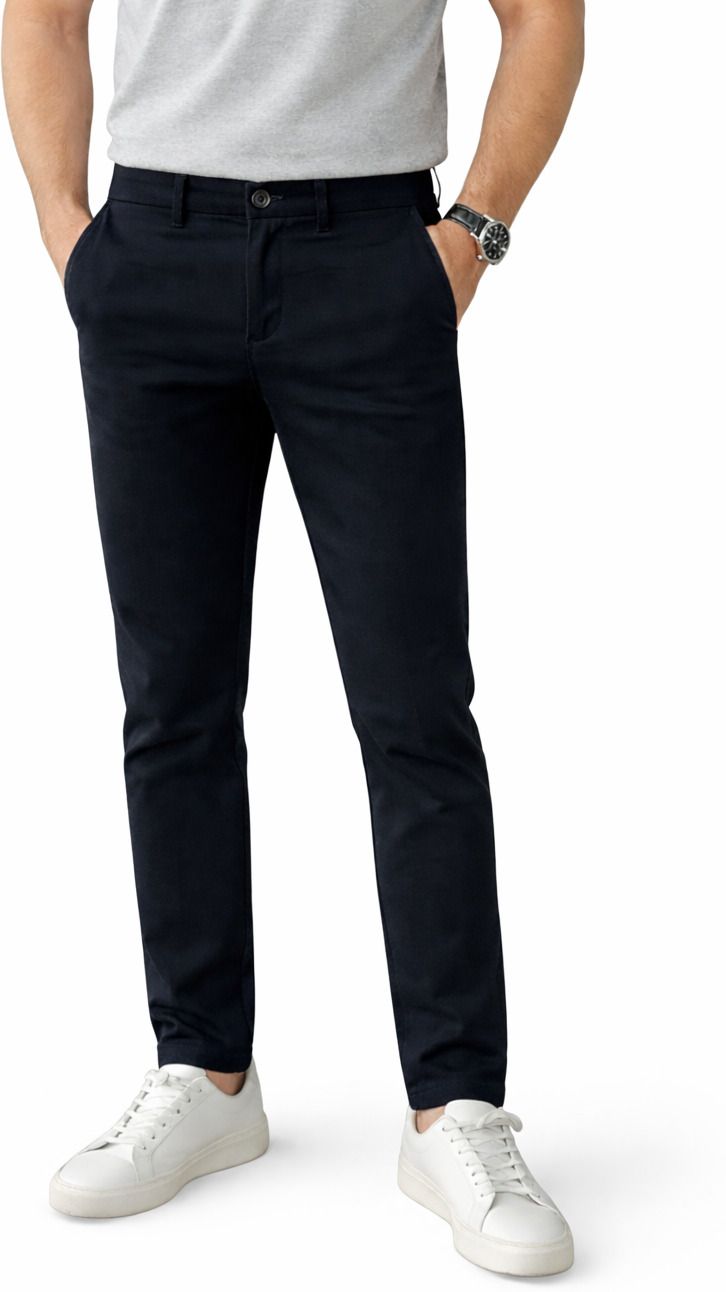 denro Men Slim Fit Black Pure Cotton Trousers-picture-26