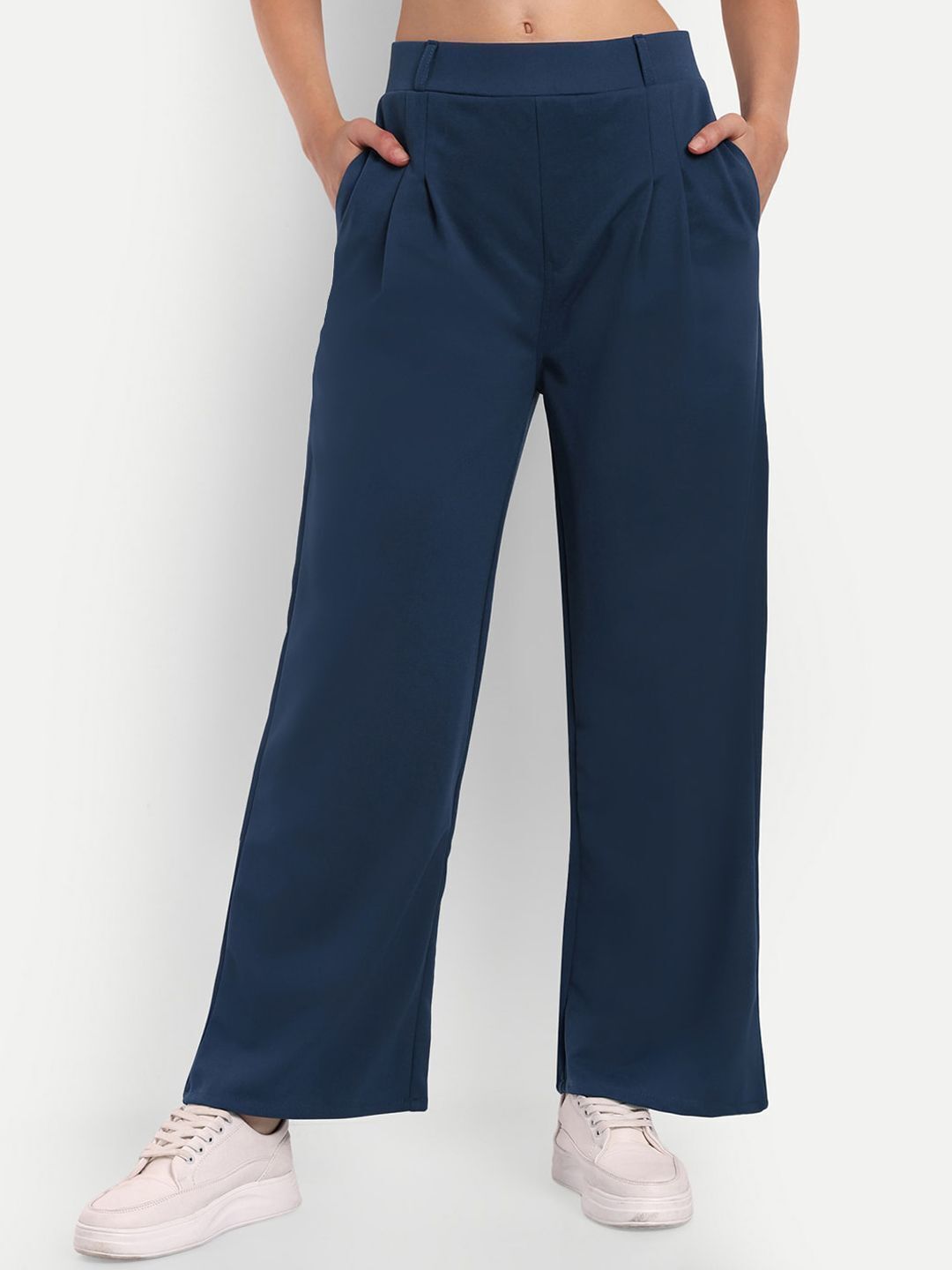 broadstar Women Loose Fit Blue Polyester Trousers-picture-5