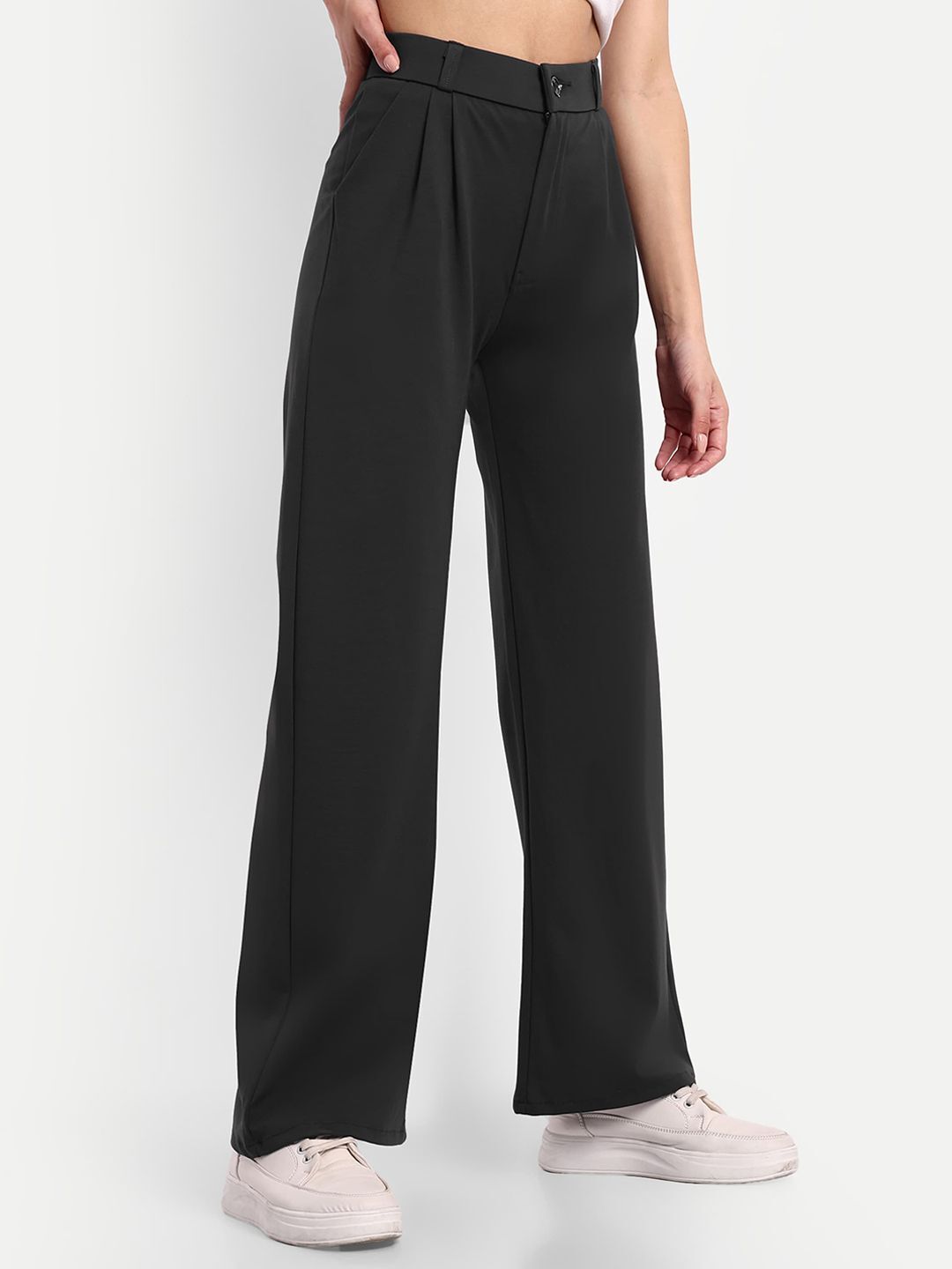 broadstar Women Loose Fit Grey Viscose Rayon Trousers-picture-31