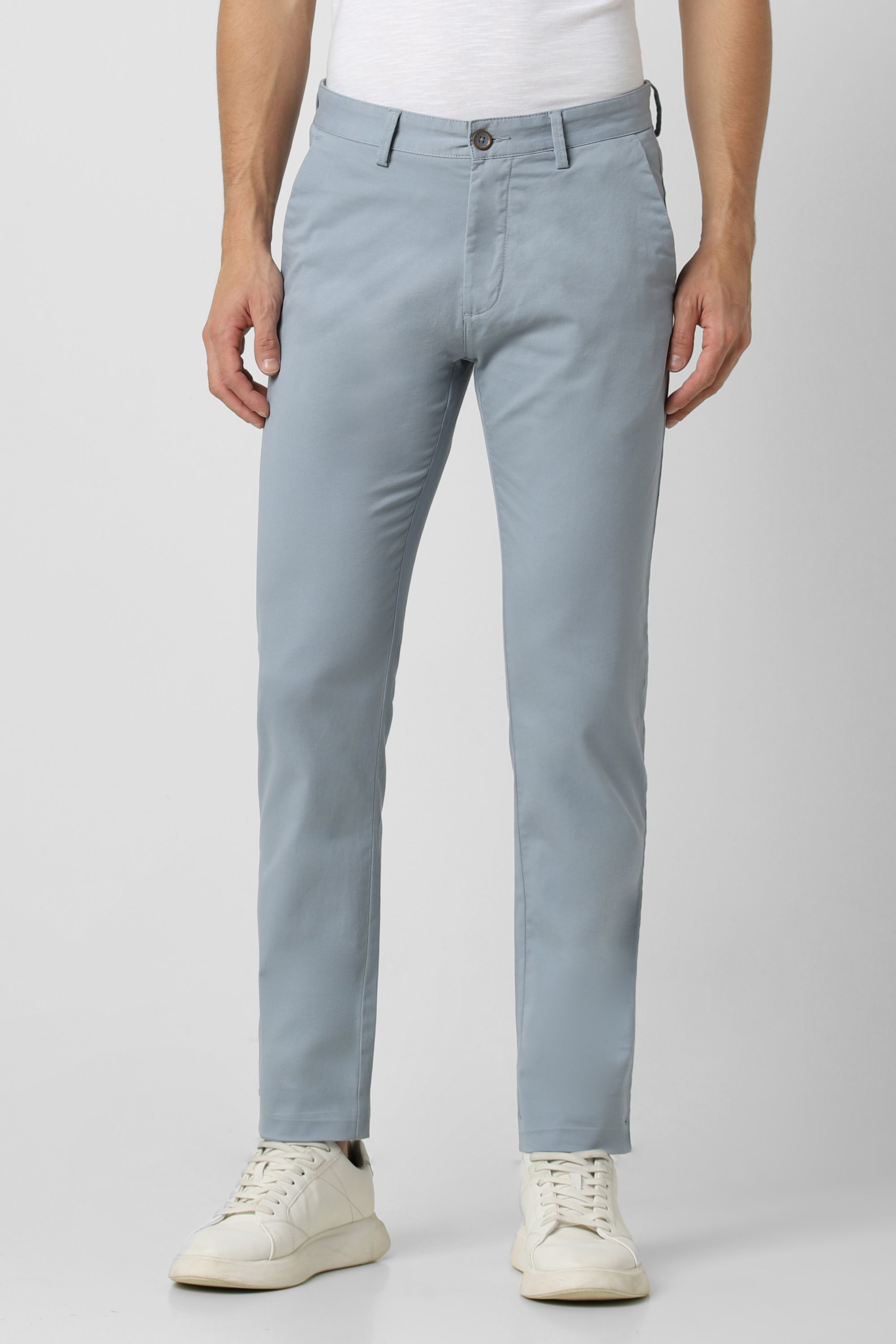 peter england Men Skinny Fit Grey Cotton Blend Trousers-picture-27