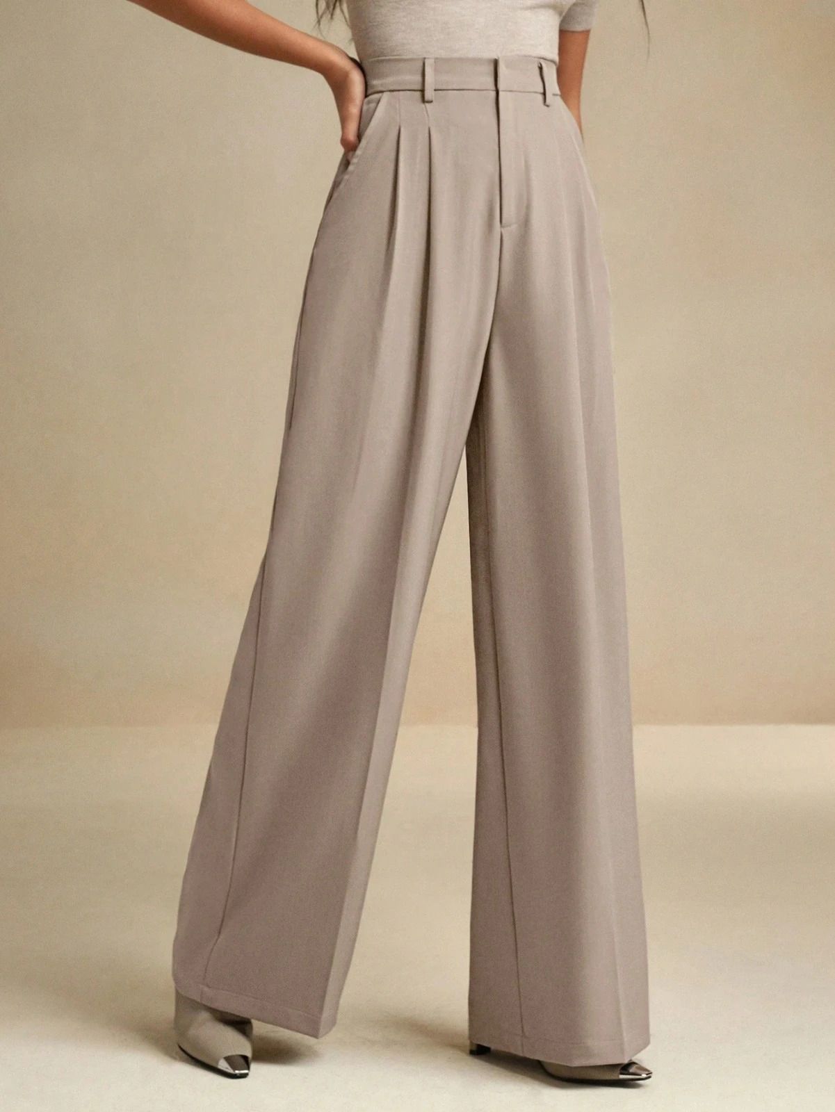 Women Relaxed Pink Viscose Rayon Trousers