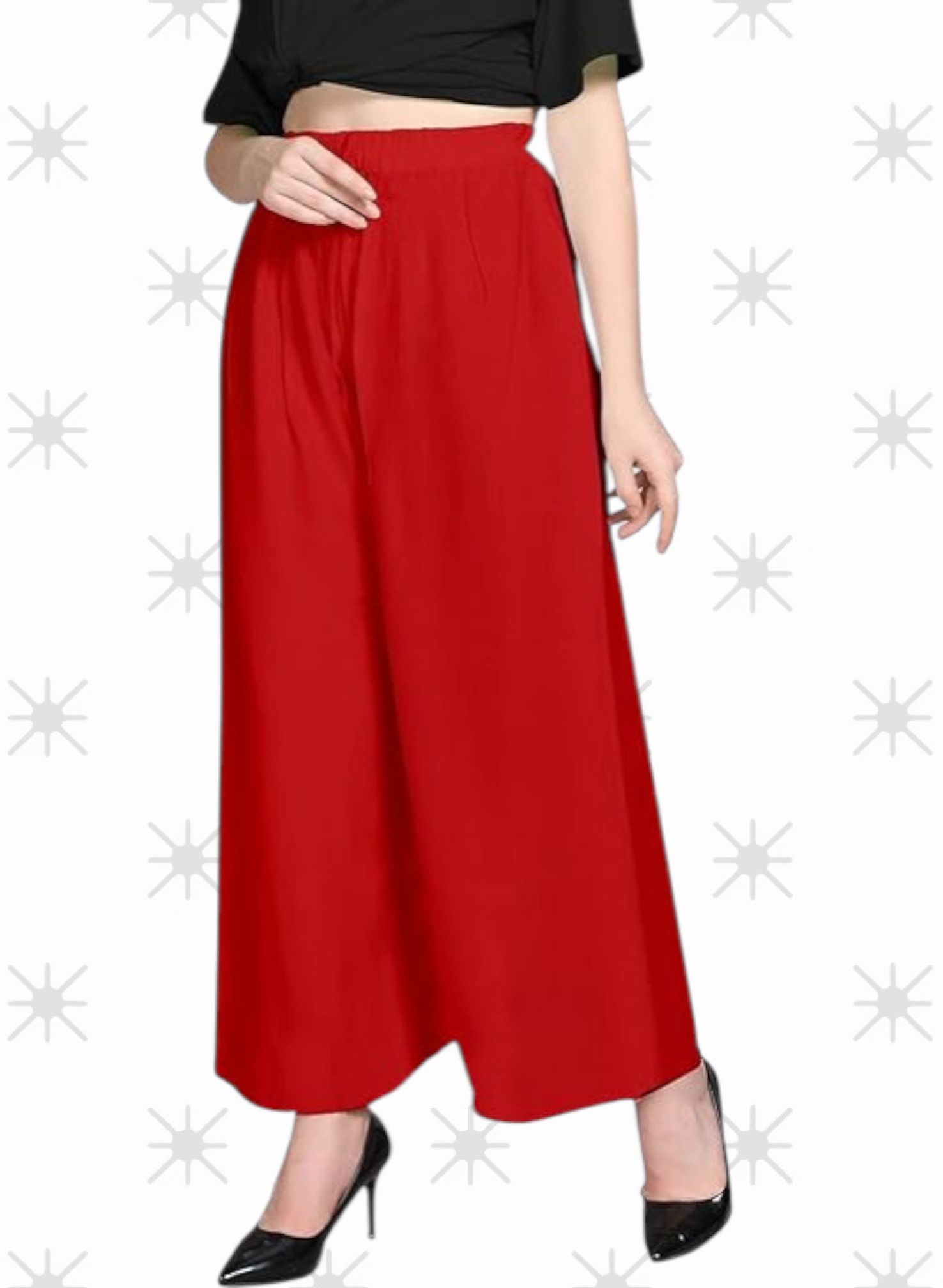 acd Women Comfort Fit Red Viscose Rayon Trousers-picture-34