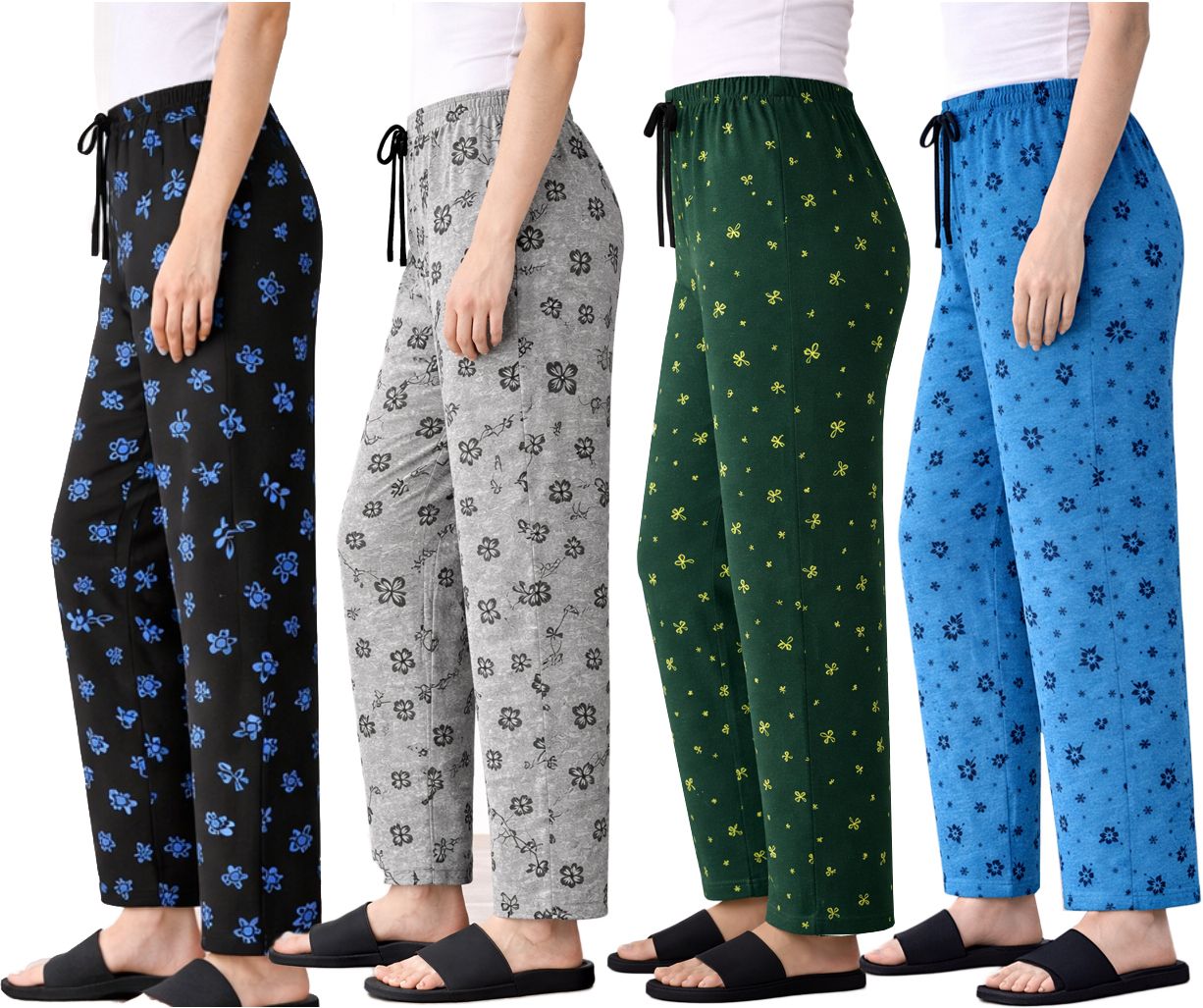 zivora Pack of 4 Women Regular Fit Multicolor Cotton Blend Trousers-picture-11