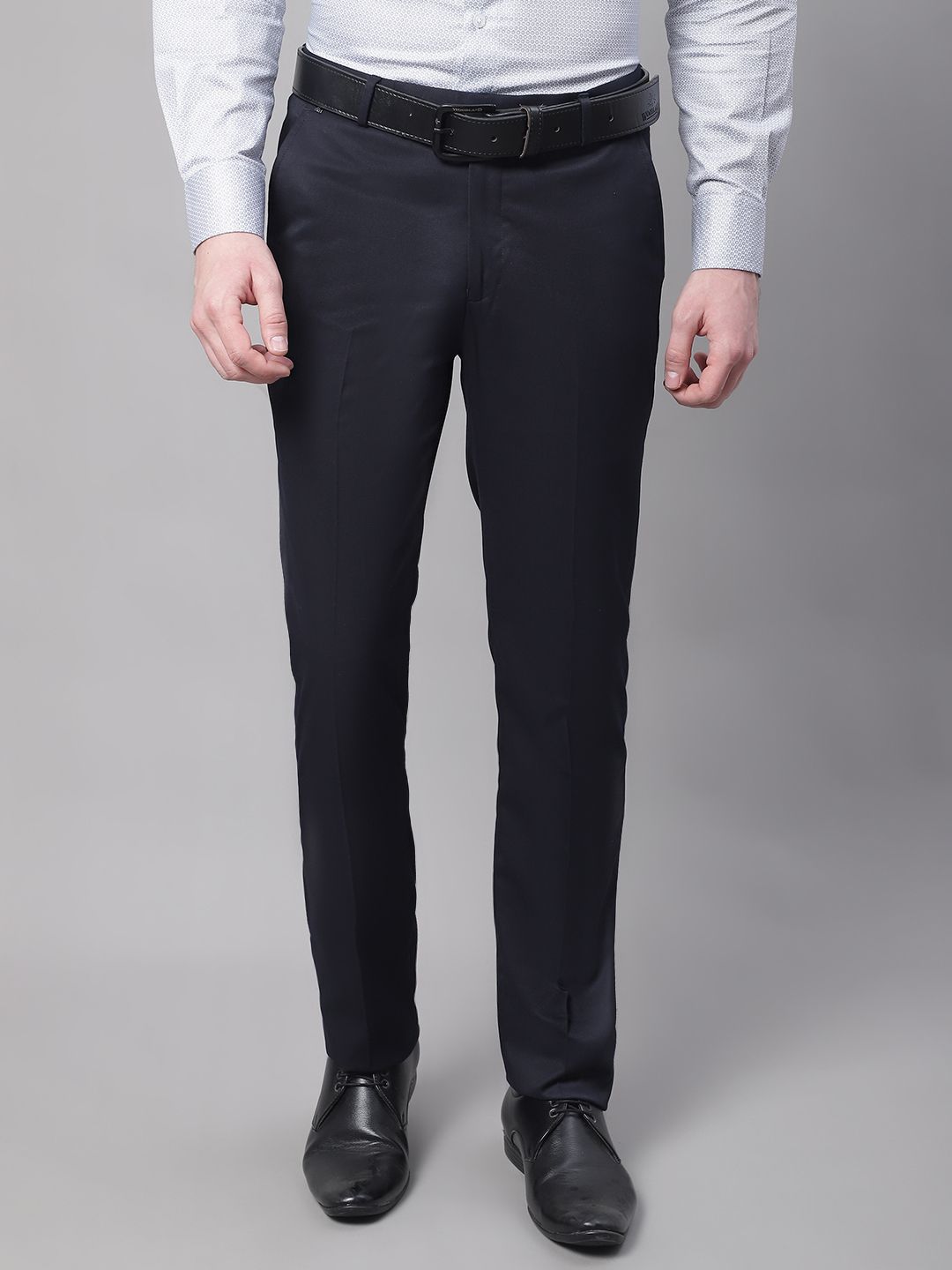 cantabil Men Regular Fit Dark Blue Cotton Blend Trousers-picture-22