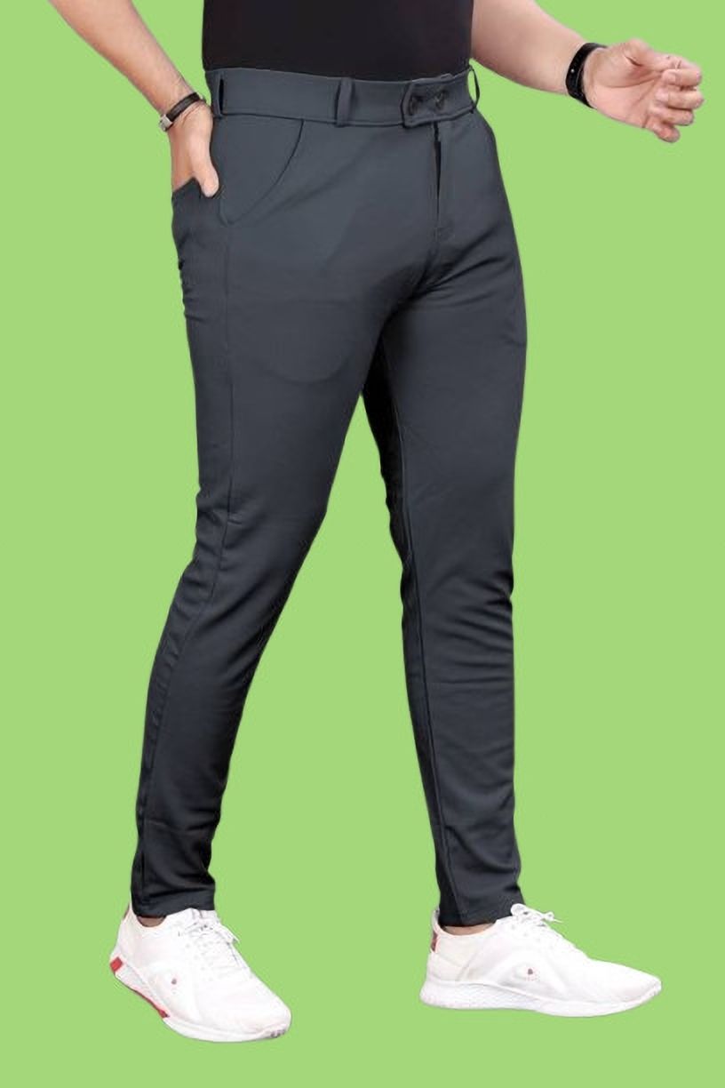 metronaut Regular Fit Men Grey Lycra Blend Trousers-picture-11