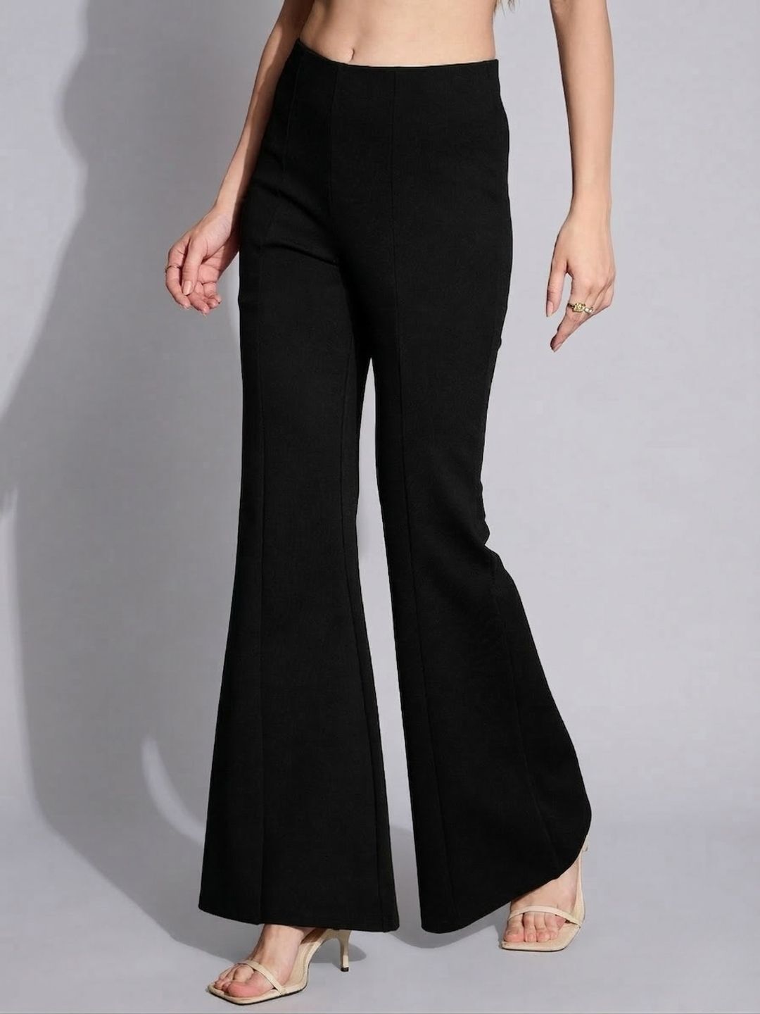Women Slim Fit Black Polyester Trousers-image-31