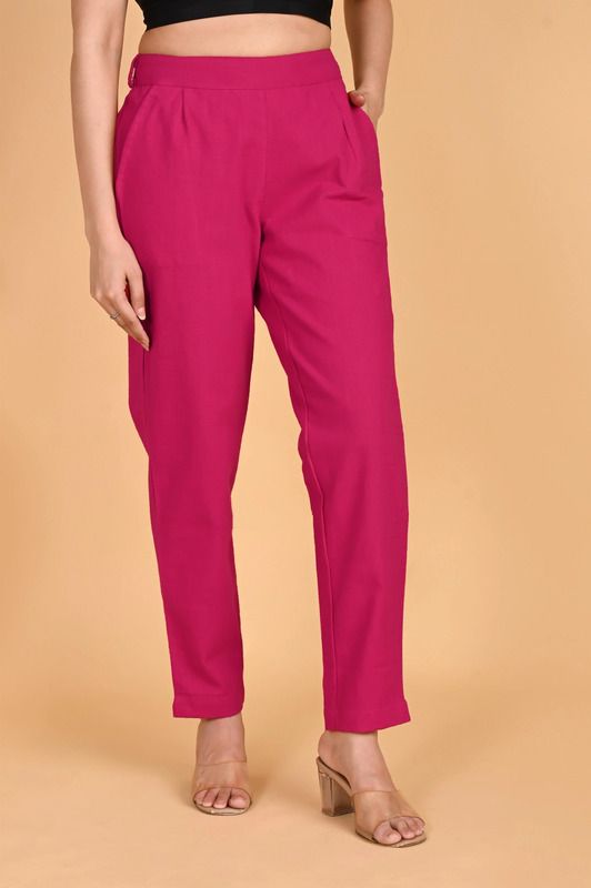 moirai Women Regular Fit Pink Pure Cotton Trousers-picture-19