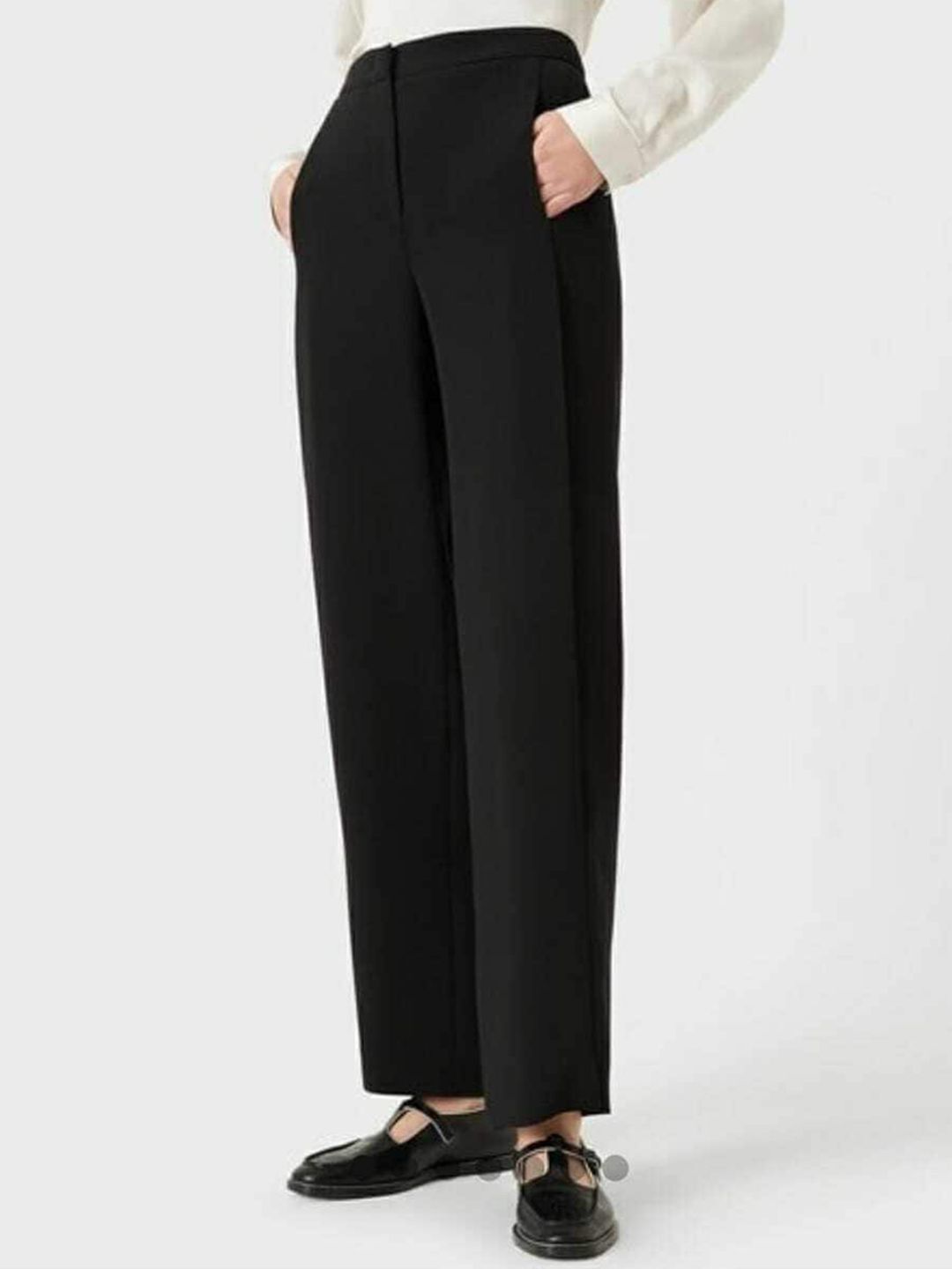 Women Loose Fit Black Lycra Blend Trousers-image-43