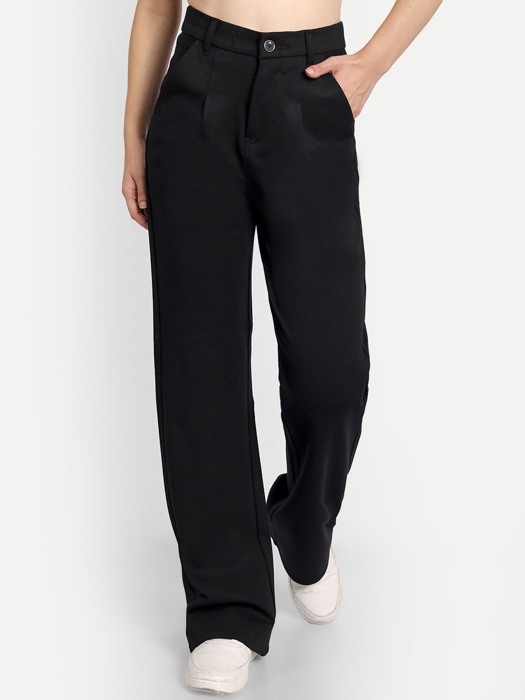 broadstar Women Loose Fit Black Lycra Blend Trousers-picture-23
