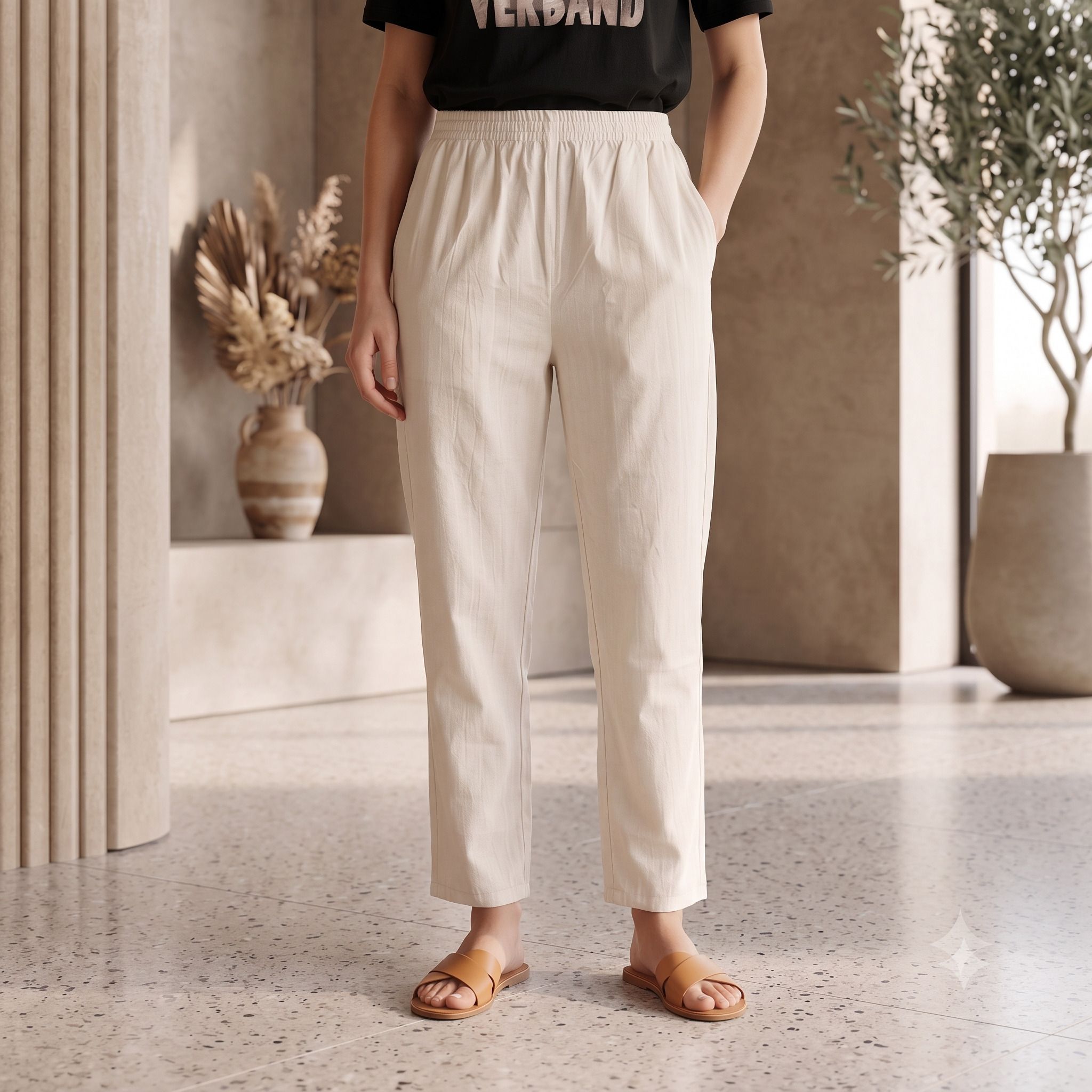 mahi creation Women Loose Fit White Pure Cotton Trousers-picture-1