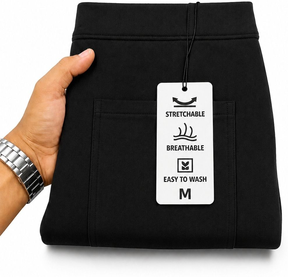usigo Men Regular Fit Black Cotton Blend Trousers-picture-11