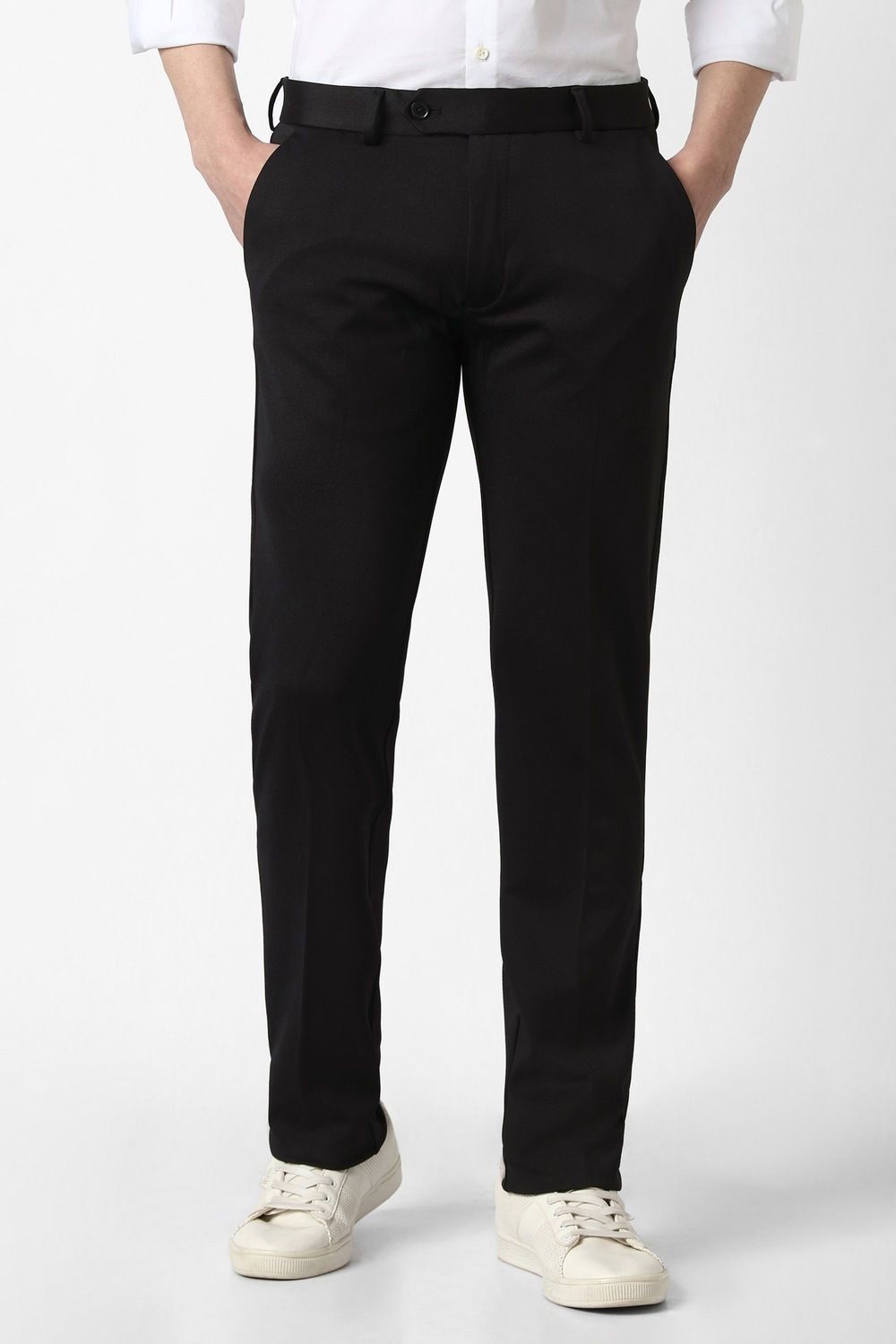 peter england Men Slim Fit Black Polyester Trousers-picture-18