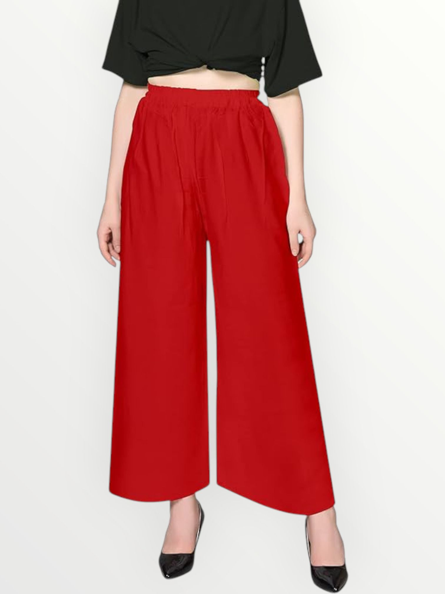 acd Women Comfort Fit Red Viscose Rayon Trousers-picture-12