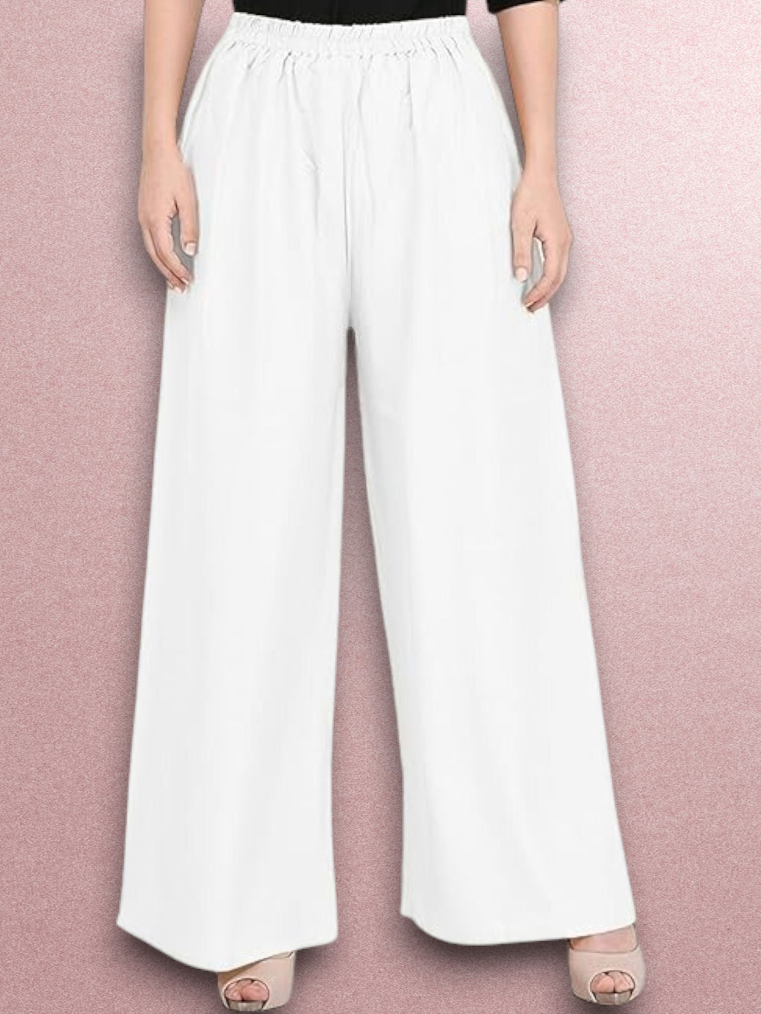 acd Women Comfort Fit White Viscose Rayon Trousers-picture-27