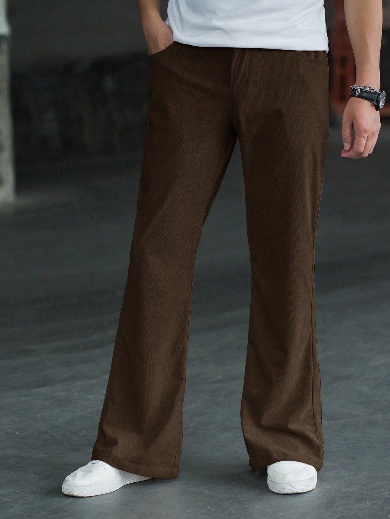 metronaut Flared Men Brown Lycra Blend Trousers-picture-38