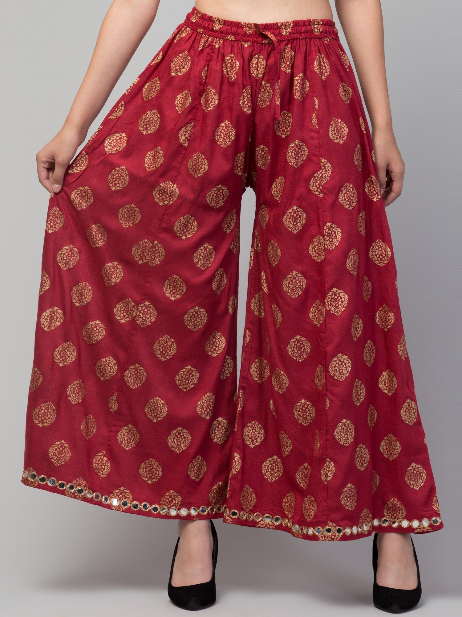 trend level Women Flared Maroon Viscose Rayon Trousers-picture-15