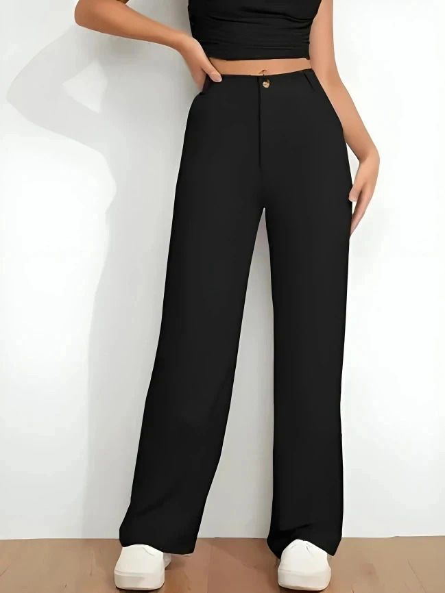 kisura Women Regular Fit Black Lycra Blend Trousers-picture-16