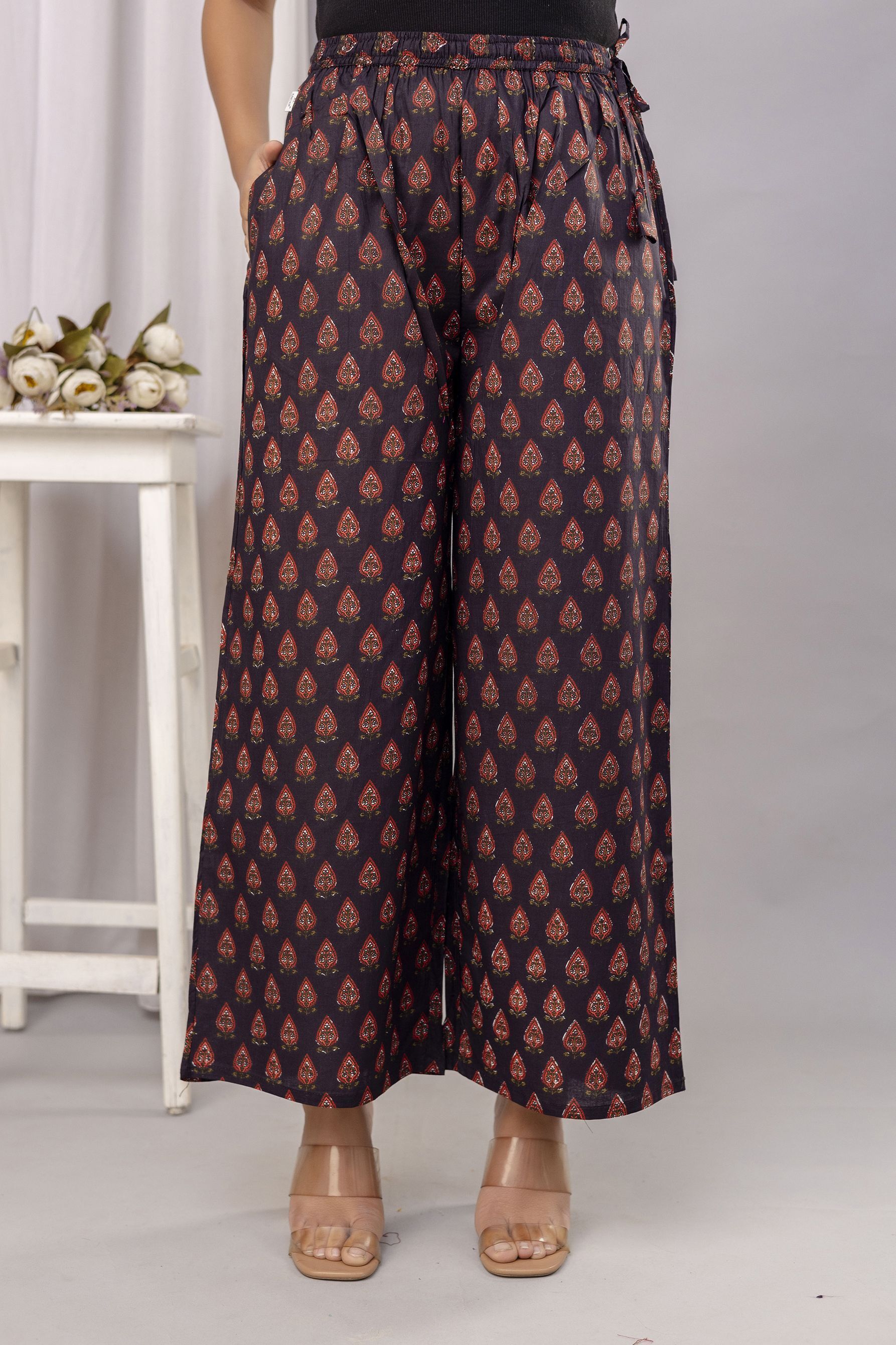 kanchuk Women Regular Fit Multicolor Cotton Blend Trousers-picture-11
