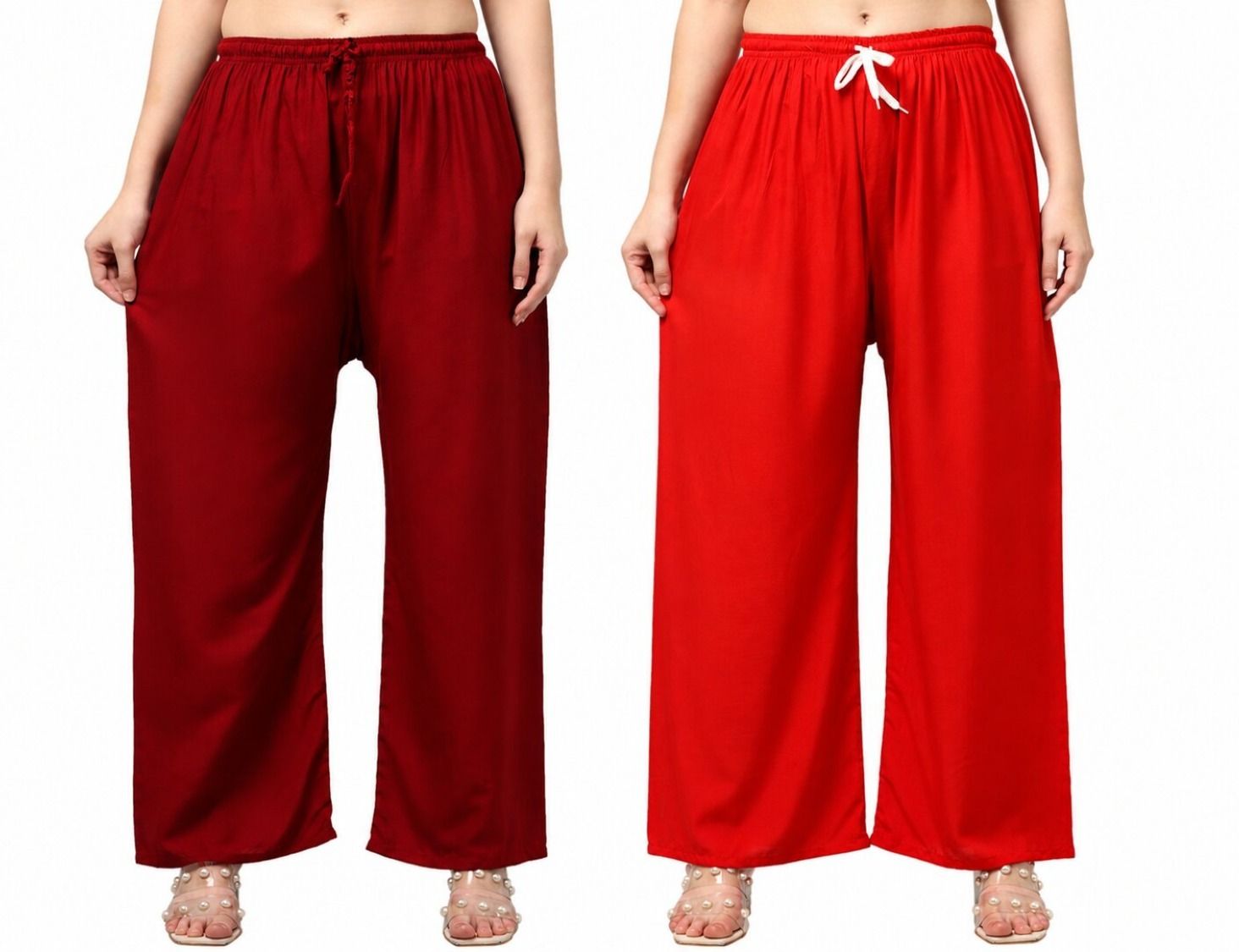 aura glam Pack of 2 Women Loose Fit Multicolor Viscose Rayon Trousers-picture-25