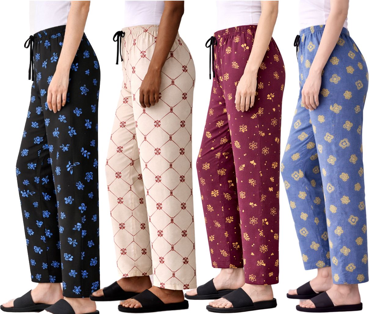 alsiya Pack of 4 Women Regular Fit Multicolor Cotton Blend Trousers-picture-45