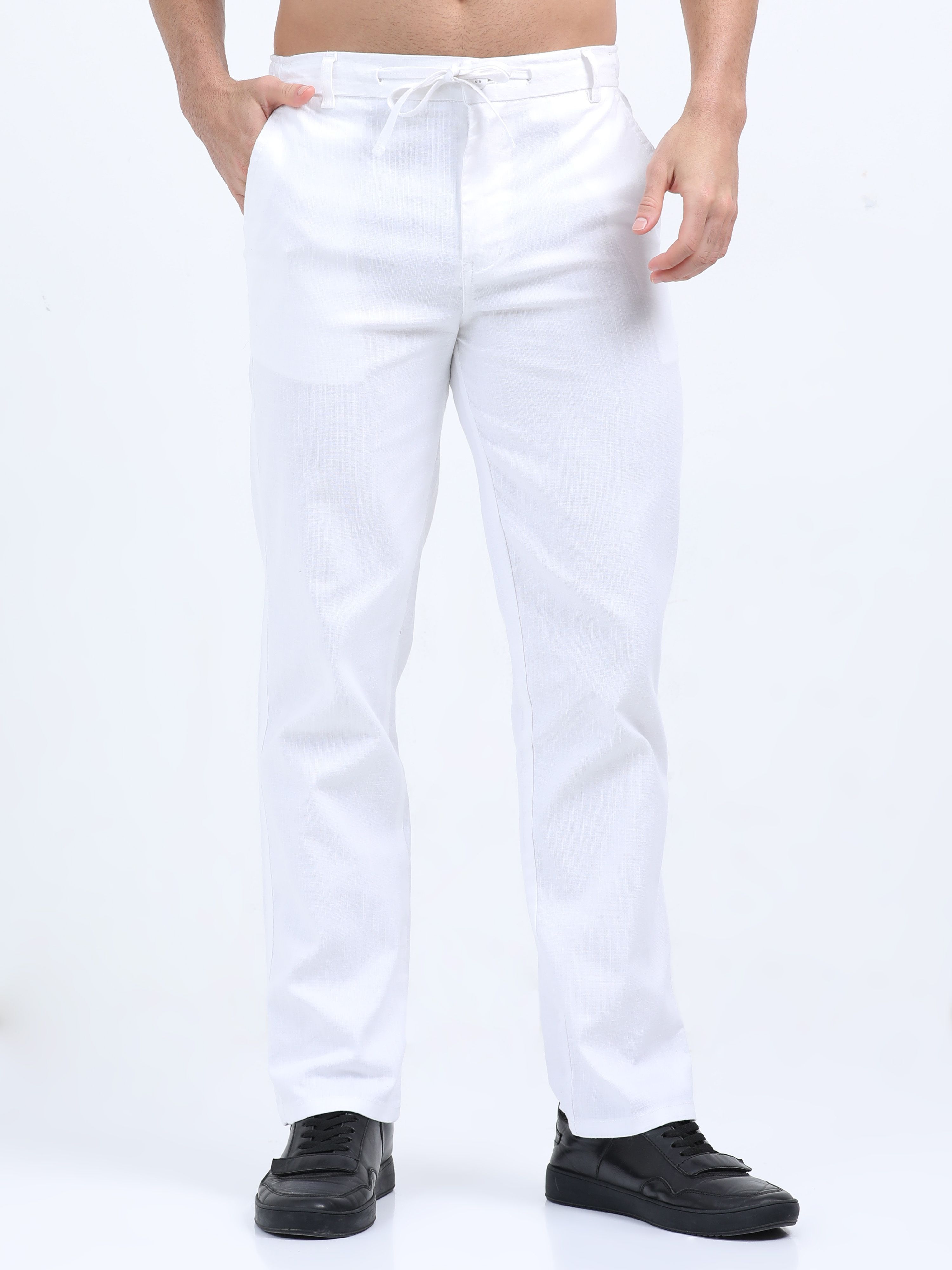 watt next clothings Men Regular Fit Multicolor Linen Blend Trousers-picture-21