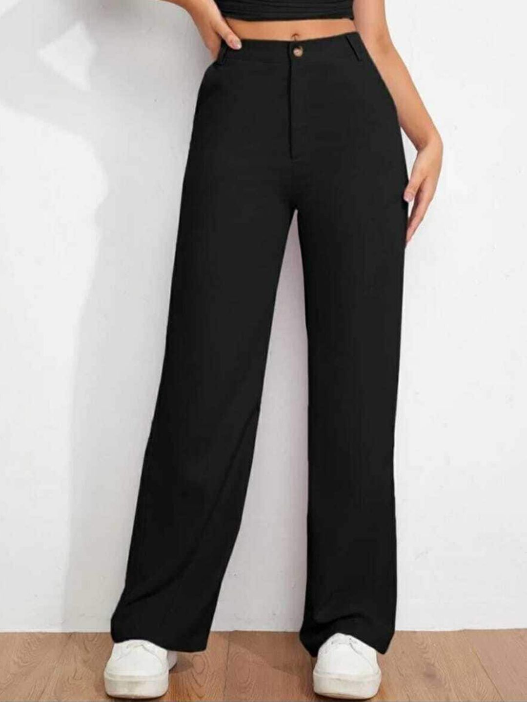 broadstar Women Loose Fit Black Lycra Blend Trousers-picture-24