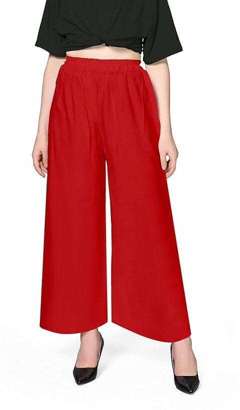 acd Women Comfort Fit Red Viscose Rayon Trousers-picture-5