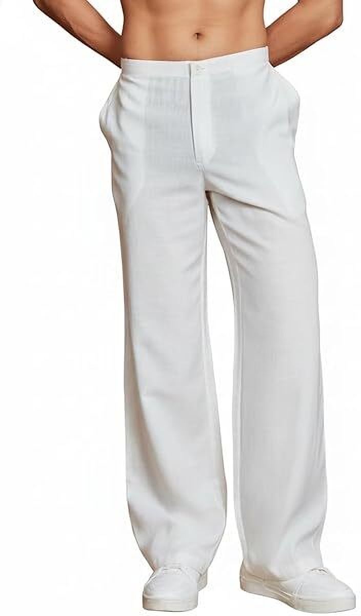 fashtastic Men Loose Fit White Cotton Blend Trousers-picture-35