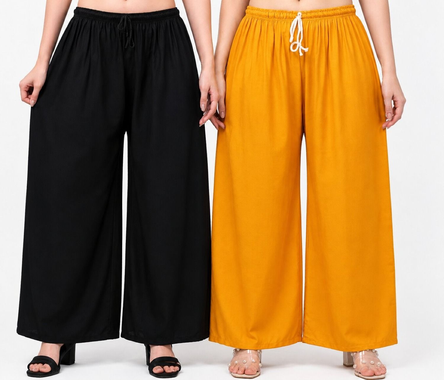 aura glam Pack of 2 Women Loose Fit Multicolor Viscose Rayon Trousers-picture-26