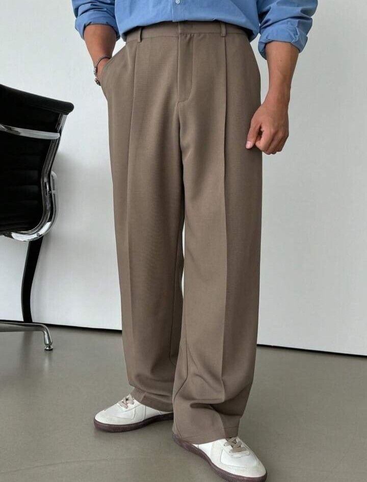 broadstar Men Straight Fit Brown Polyester Trousers-picture-38