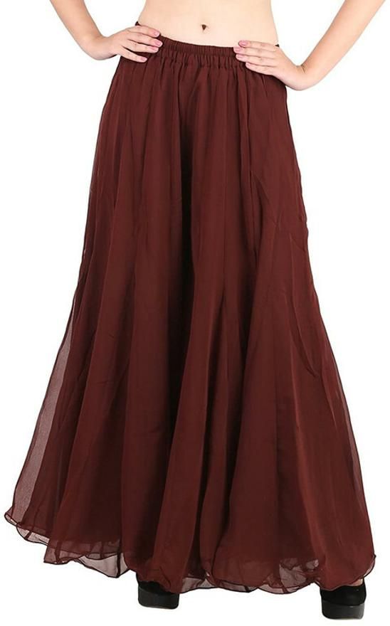 Women Flared Brown Georgette Trousers-image-18