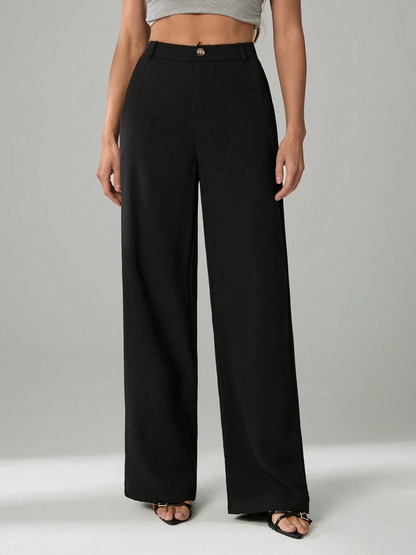 aileyis Women Straight Fit Black Lycra Blend Trousers-picture-23