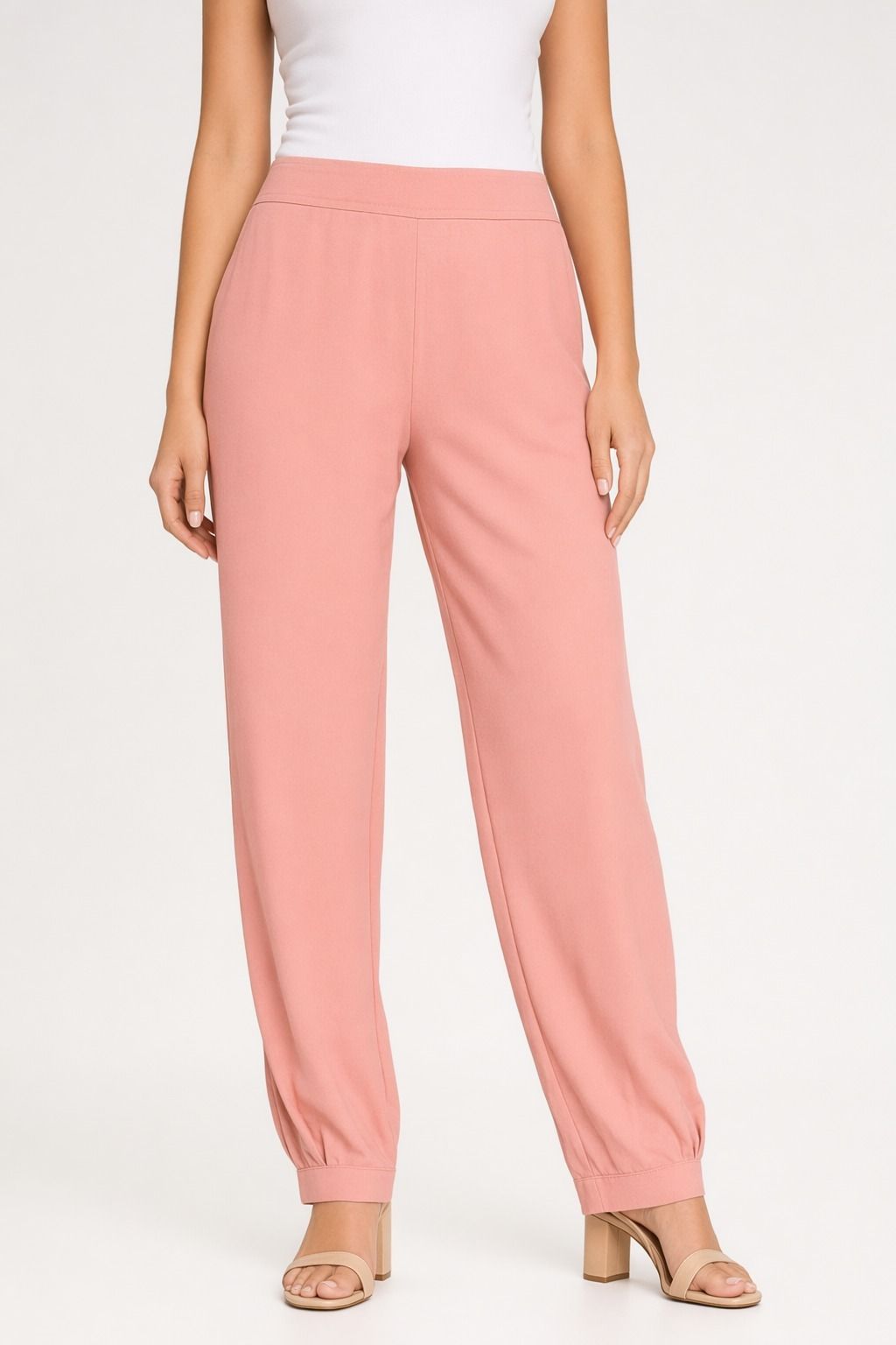Women Straight Fit Pink Polyester Trousers-image-22
